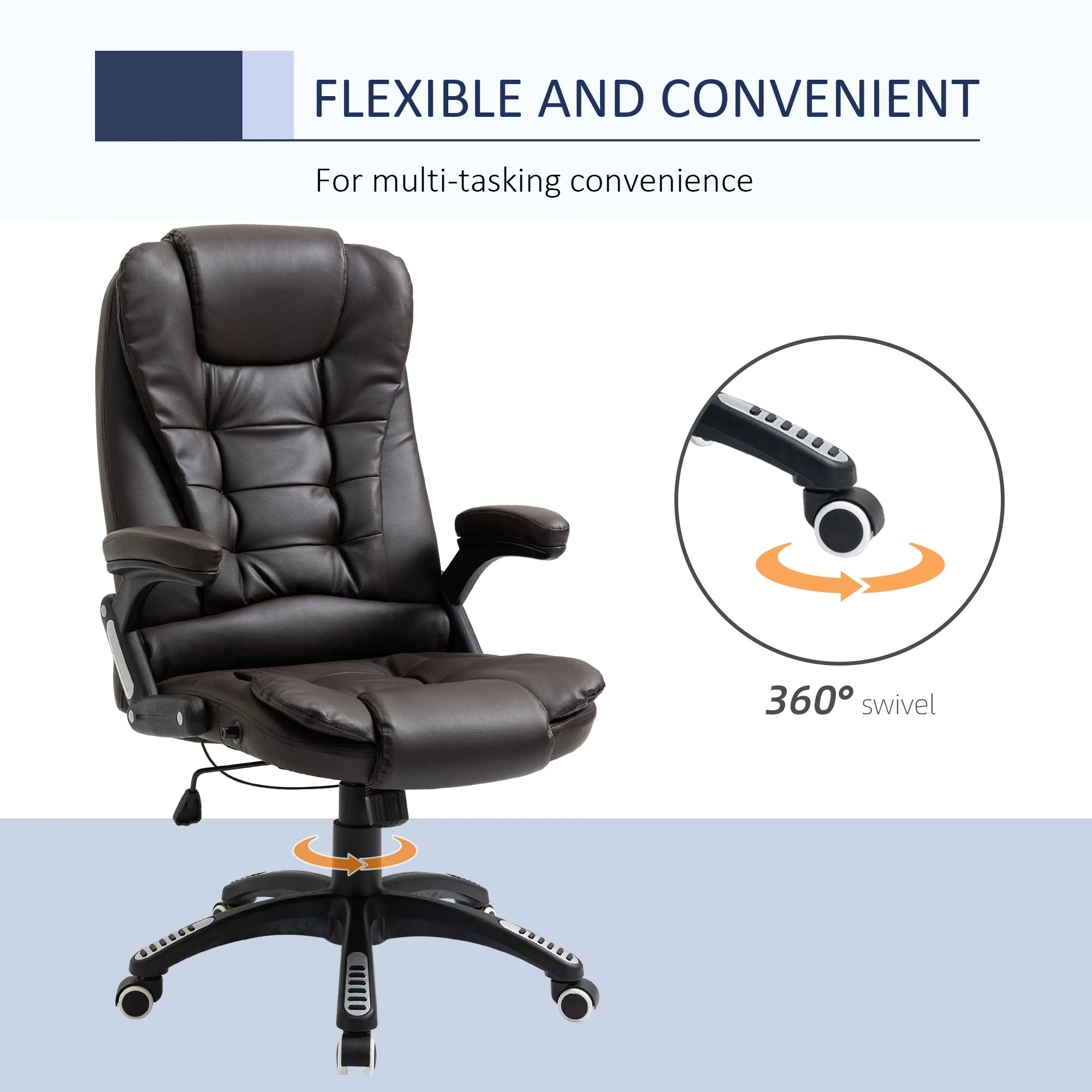 Premium High Back Faux Leather Executive Office Chair - Ergonomic Swivel Seat with Adjustable Height (Black/Gray) - Perfect for Home Office, Conference Rooms & Corporate Workspaces