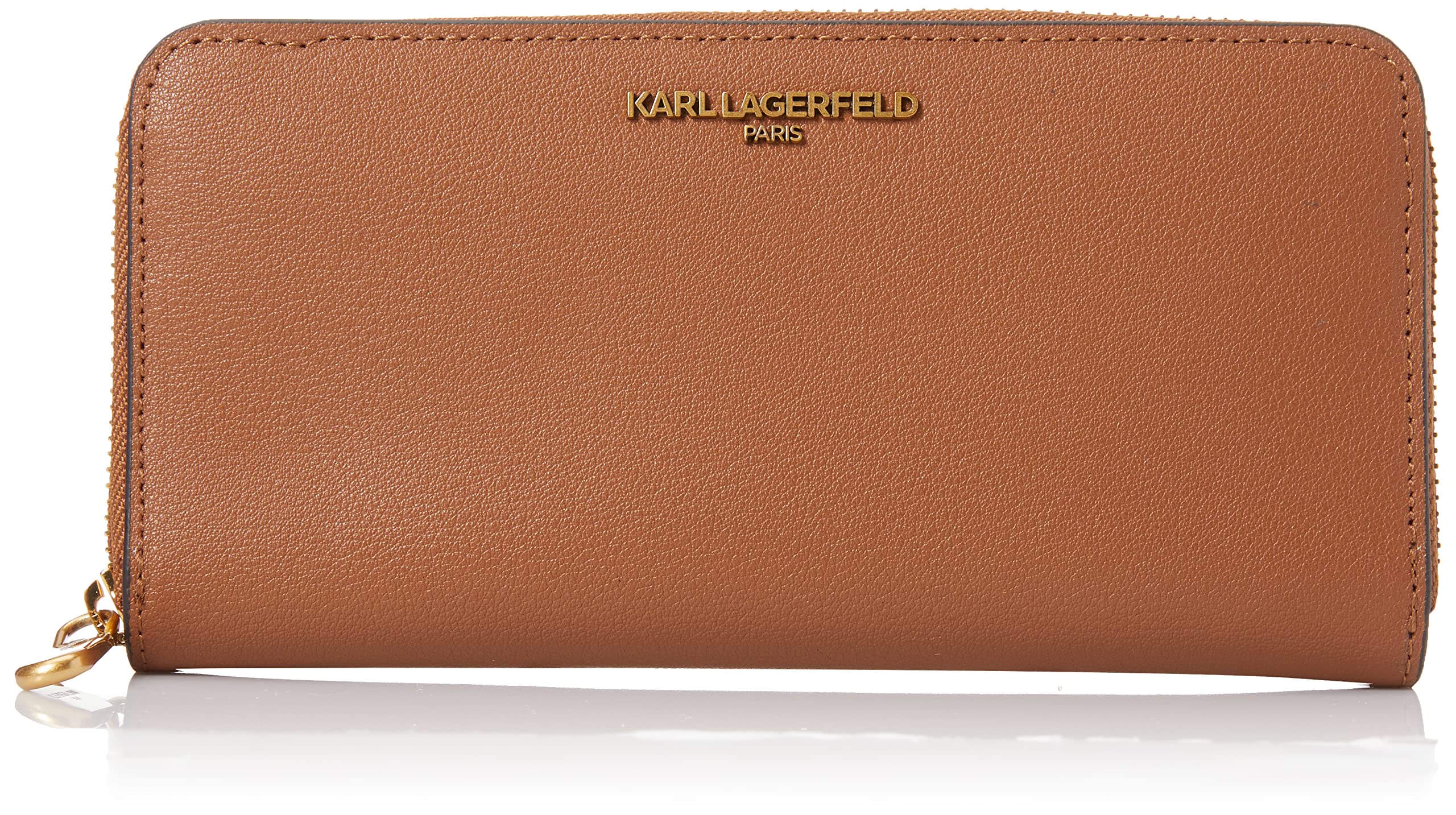 KARL LAGERFELD Maybelle Solid Zip Wallet for Women | Genuine Leather Credit Card Holder & ID Organizer | Perfect for Everyday Use, Travel, and Gifts