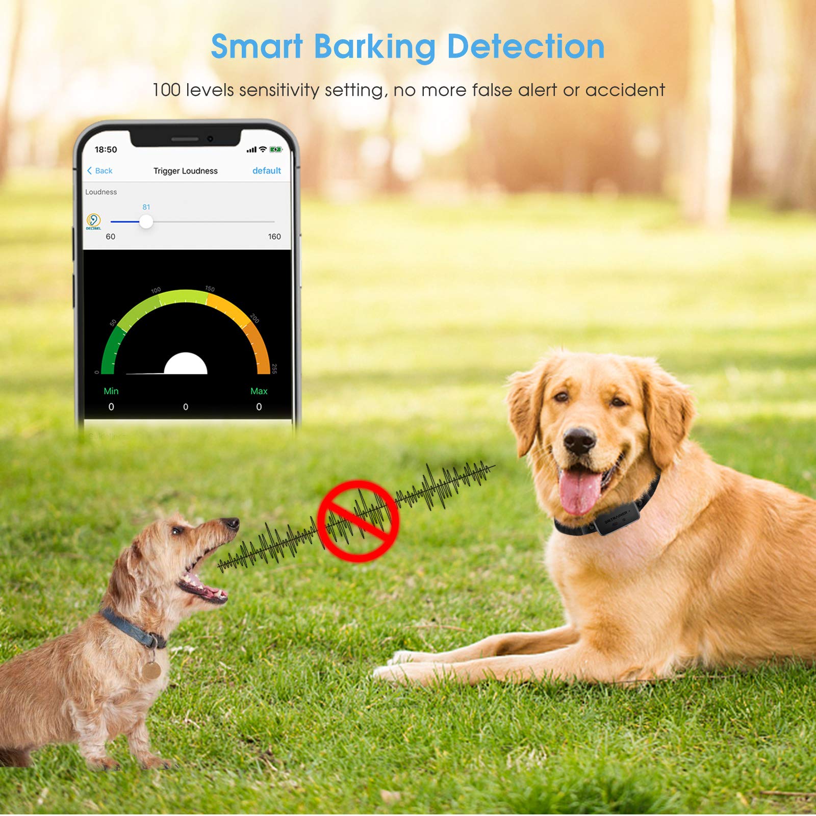B1sPro Smart Dog Bark Collar with APP & Watch Control - IP68 Waterproof, Rechargeable Anti-Bark Training Collar with Progressive Correction, Barking Report & Custom Sound - Perfect for Home, Yard, and Outdoor Dog Training
