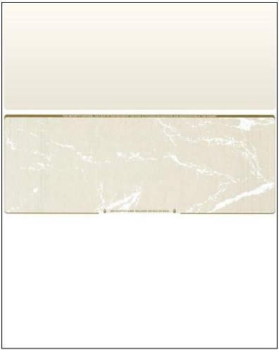 Compuchecks Computer Check Paper - 2500 Blank Check & Voucher Stock - Center Check Design - Gold Marble Pattern - Perfect for Business Payroll, Accounting & Office Use