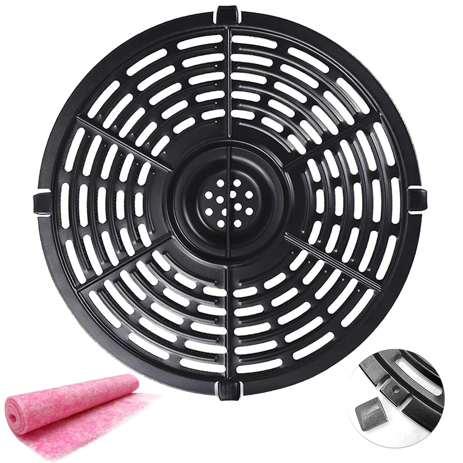 3.7QT Air Fryer Replacement Grill Pan - 8.07IN Upgraded Double-Layer Nonstick Coating Crisper Plate & Tray Rack for Gowise USA, Crux, Chefman Air Fryers | Dishwasher Safe | Perfect for Grilling Chicken, Vegetables & Making Crispy Snacks