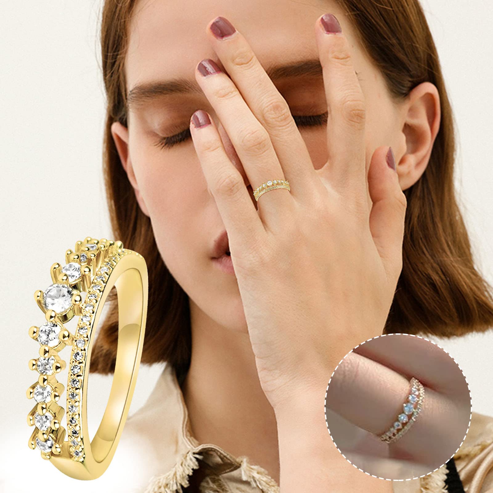 Gold Diamond Ring for Women - Wedding & Engagement Jewelry Gift