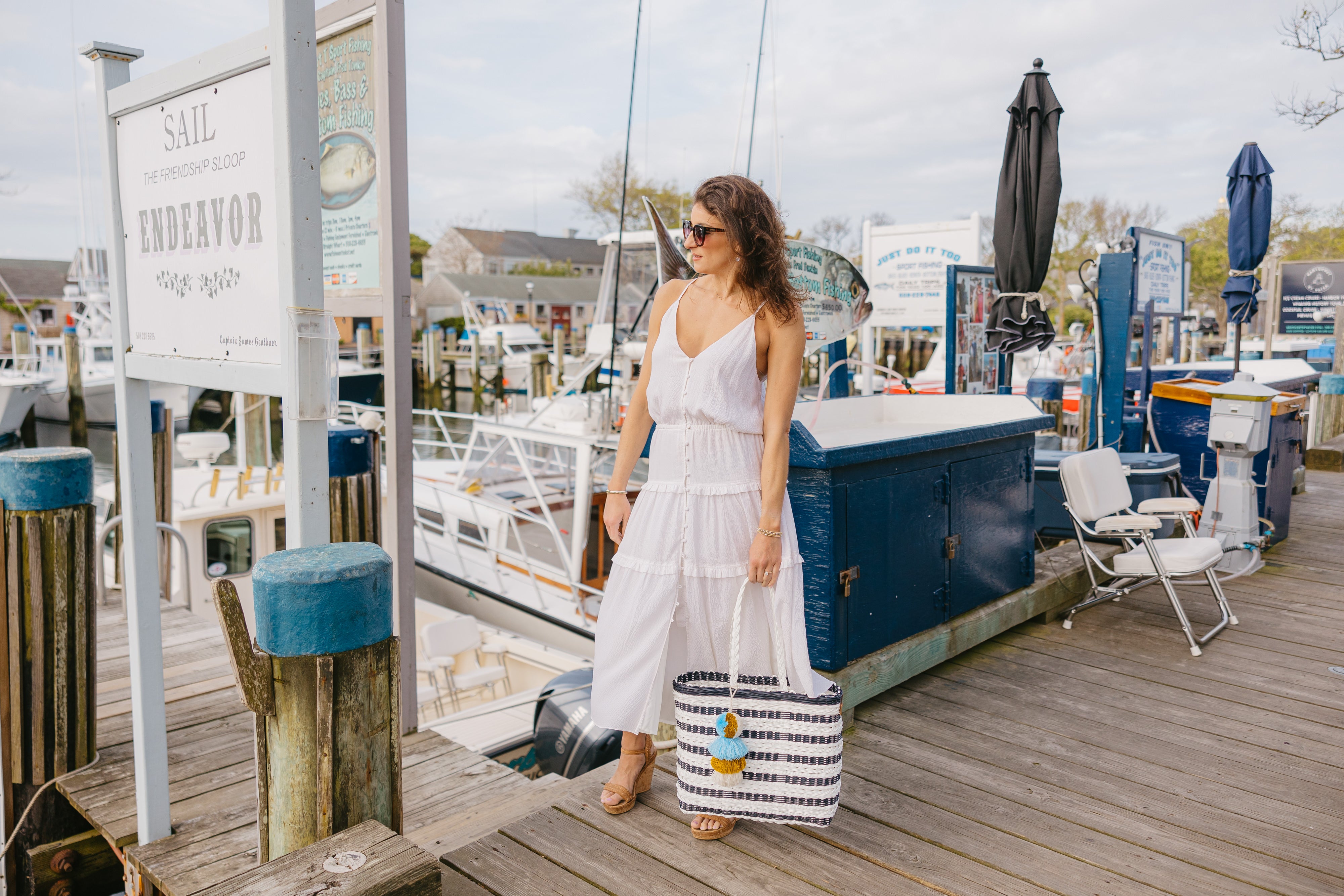 Coastal Knit Tote Bag - Nautical Navy & White Citron Striped Beach Bag for Women - Perfect for Beach, Shopping, and Summer Outings