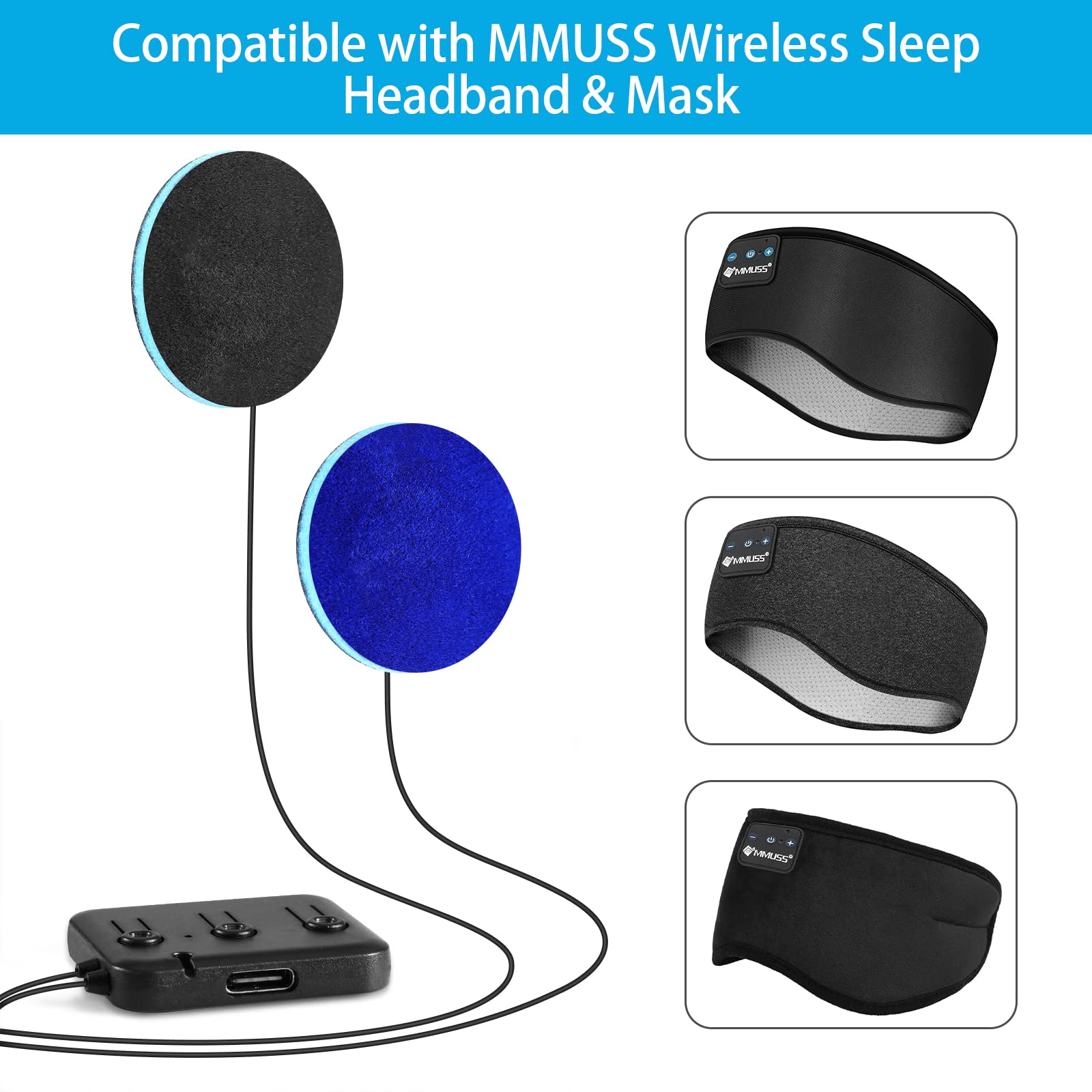 Bluetooth 5.4 Ultra Thin 3mm Speaker Module with Microphone - DIY Replacement Stereo Speakers for Headphones, Sleep Pillow, Beanie & Headband - Perfect for Side Sleepers, Running, Yoga and Meditation