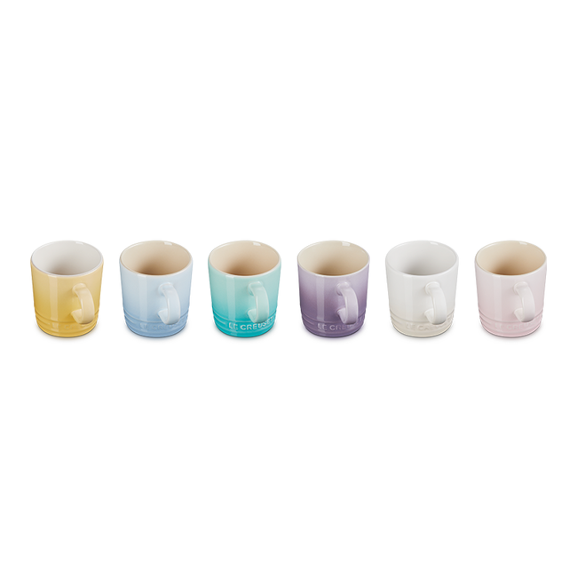 Le Creuset 1L Sorbet Collection Espresso Cups (Set of 6) - Premium Stoneware Coffee Mugs for Home, Office & Cafe Use