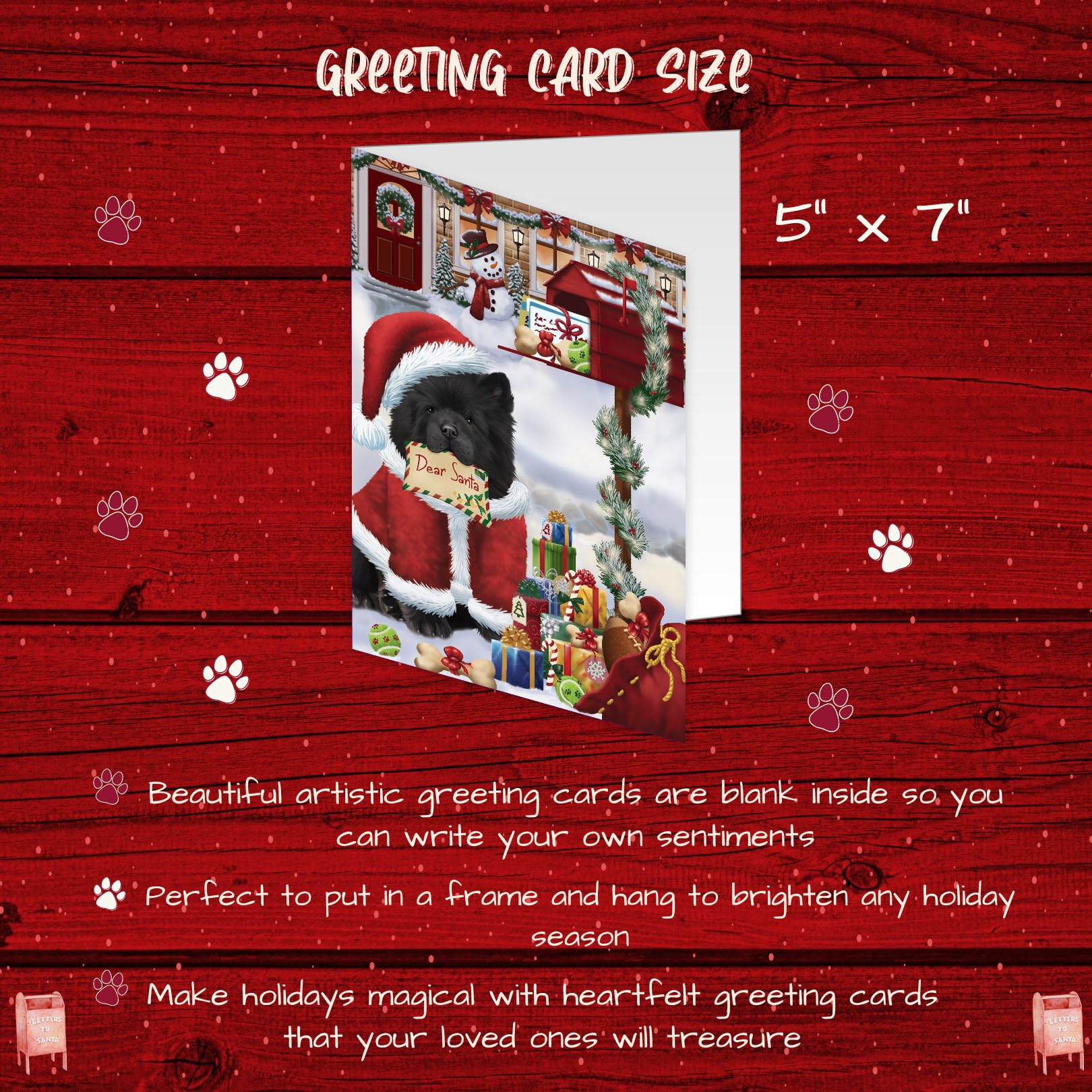 Dear Santa Mailbox Christmas Letter Chow Chow Dog Greeting Cards - 10 Adorable Pet Invitation Cards with Envelopes - Festive Pet Artwork Holiday Cards GCD65702 | Perfect for Christmas Gifts, Pet Lover Presents & Holiday Card Exchanges