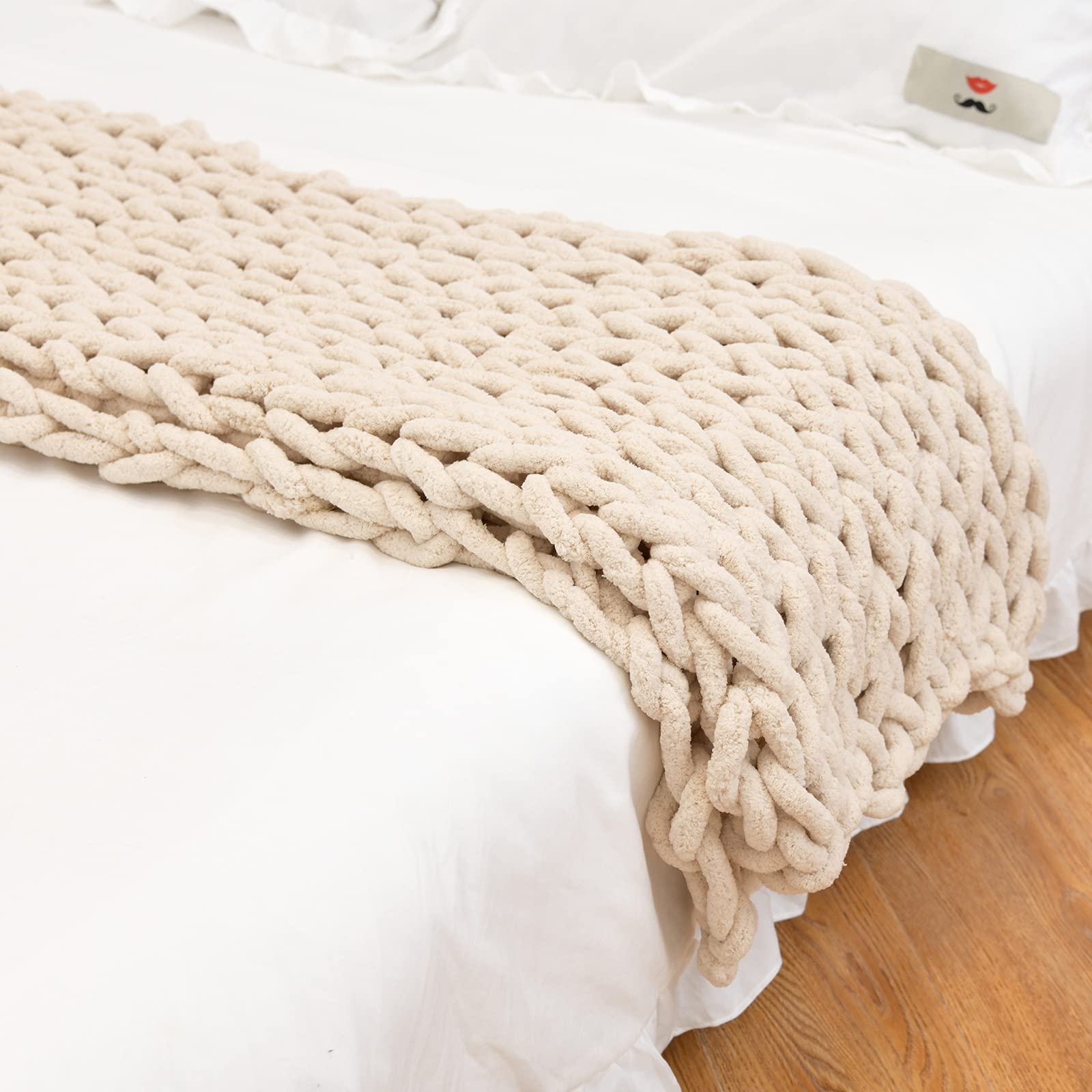 Chunky Knit Blanket - Super Soft Chenille Throw Blanket 40