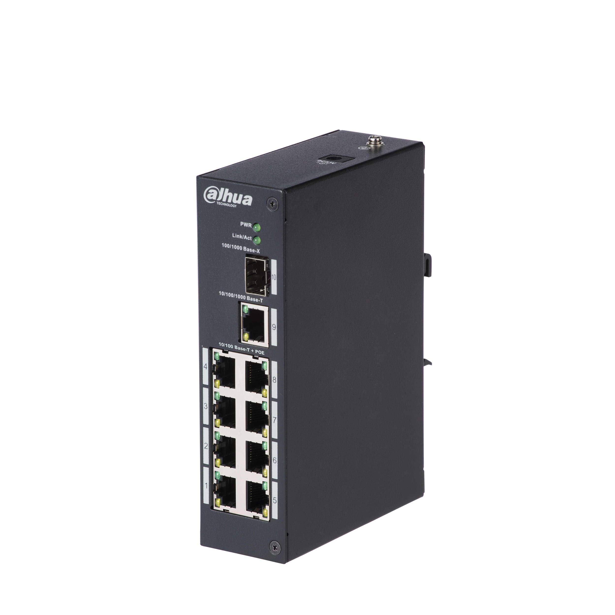 Dahua PFS3110-8ET-96 Industrial PoE Switch - 8 Port Gigabit with SFP & 96W Hi-PoE for IP Cameras, Access Control & Network Devices | Ideal for Security Systems, Smart Buildings & Industrial Automation