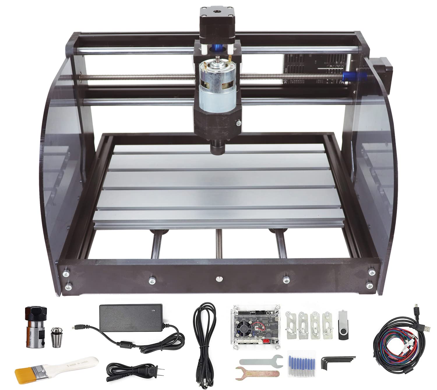 RATTMMOTOR CNC-3018-PRO MAX 3 Axis CNC Router Kit - GRBL Control Engraving & Milling Machine (300x180x45mm) for Wood, Plastic, Acrylic, PVC, PCB - Perfect for DIY Projects, Woodworking, Sign Making & PCB Prototyping