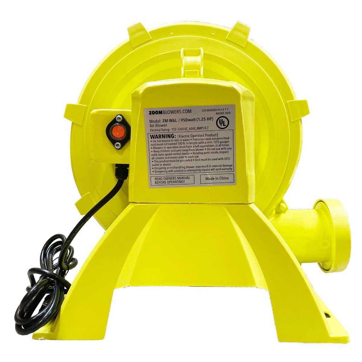 Zoom Blowers Portable Air Pump for Inflatables - High Power Compact Electric Air Blower for Bounce Houses, Water Slides & Obstacle Courses | Energy Efficient Outdoor Party & Kids Event Inflatable Pump