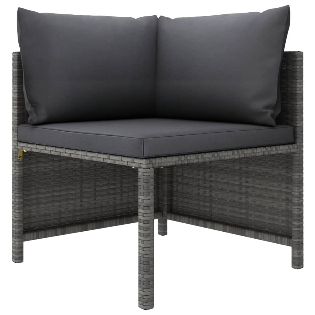 CHARMMA 3-Seater Outdoor Patio Sofa Set with Weather-Resistant Gray Poly Rattan & Comfortable Cushions - Perfect for Garden, Backyard, Poolside or Balcony Relaxation