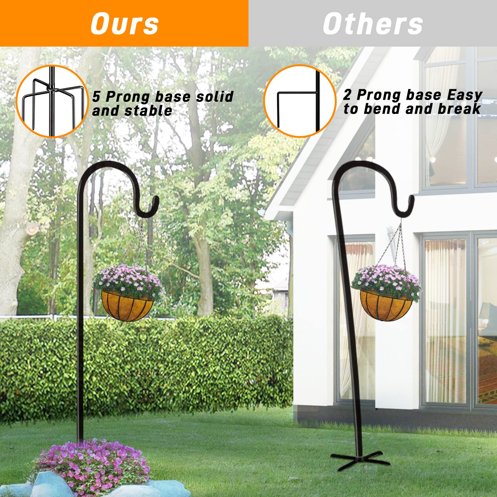 Heavy Duty 36 Inch Shepherd Hooks for Outdoor Use - 2 Pack Plant Hangers for Bird Feeders, Lanterns, Solar Lights, Wedding Decor & Planter Pots - Perfect for Garden, Patio and Yard Decoration