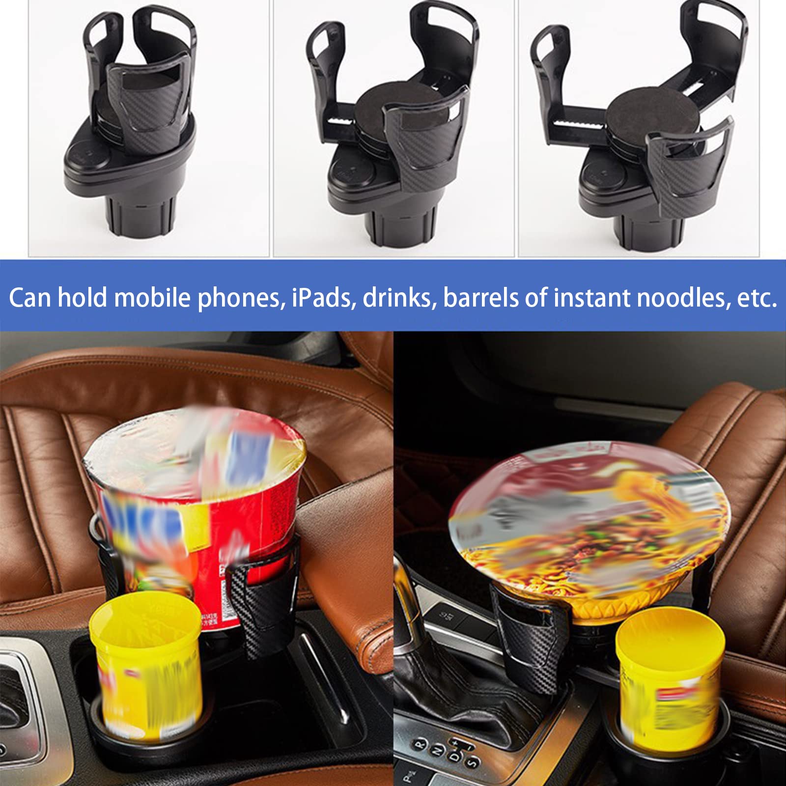Dual Car Cup Holder Expander - 2-in-1 Multifunctional Adjustable Cup Holder with 360° Rotating Base for Cars, Trucks & SUVs | Extendable Drink Holder for Coffee, Water Bottles & Travel Mugs | Perfect for Commuting, Road Trips & Daily Driving