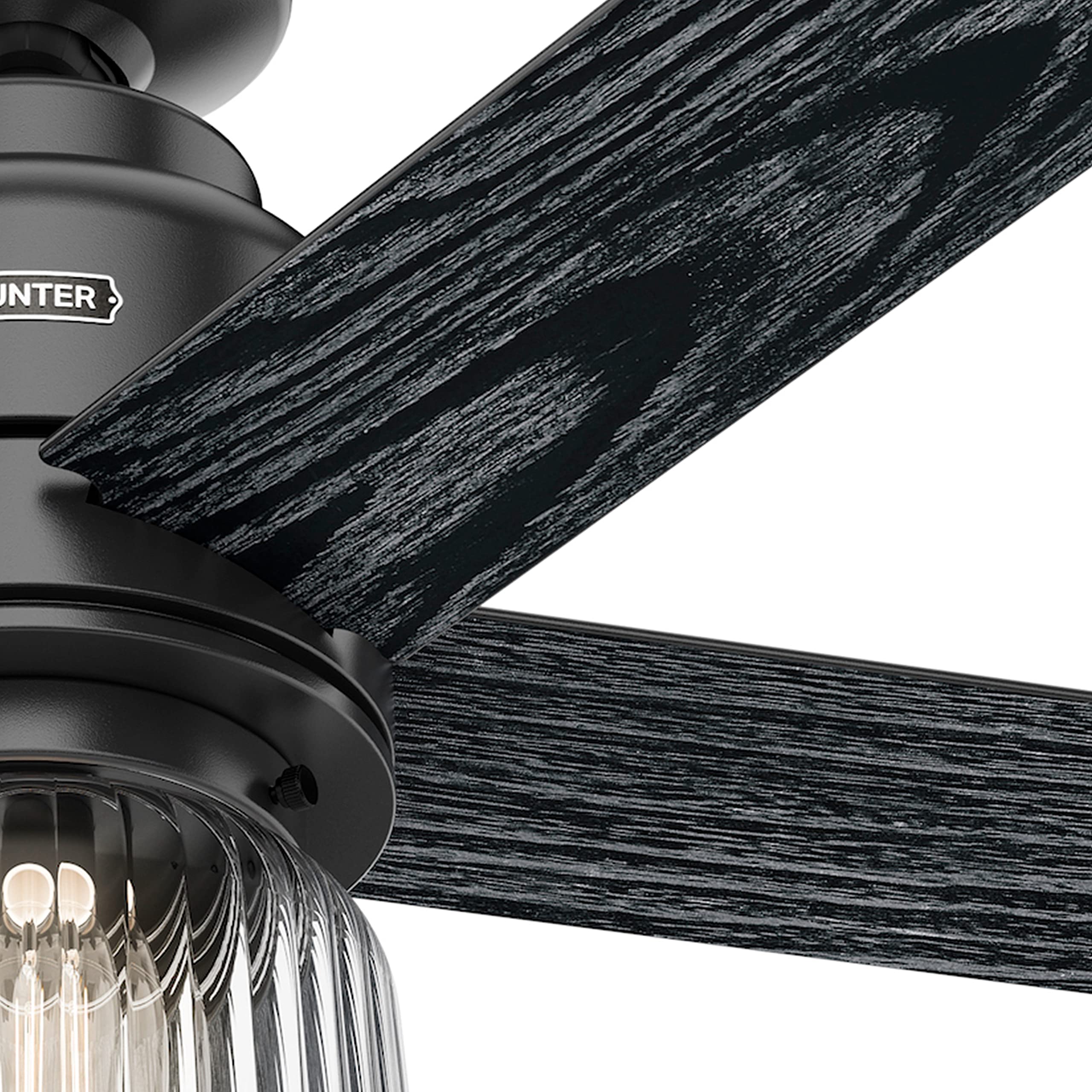 Hunter Fan 52 Inch Modern Matte Black Ceiling Fan with Wall Control & Light Kit - 5 Blade Indoor Cooling Fan for Living Room, Bedroom, or Office (Renewed)