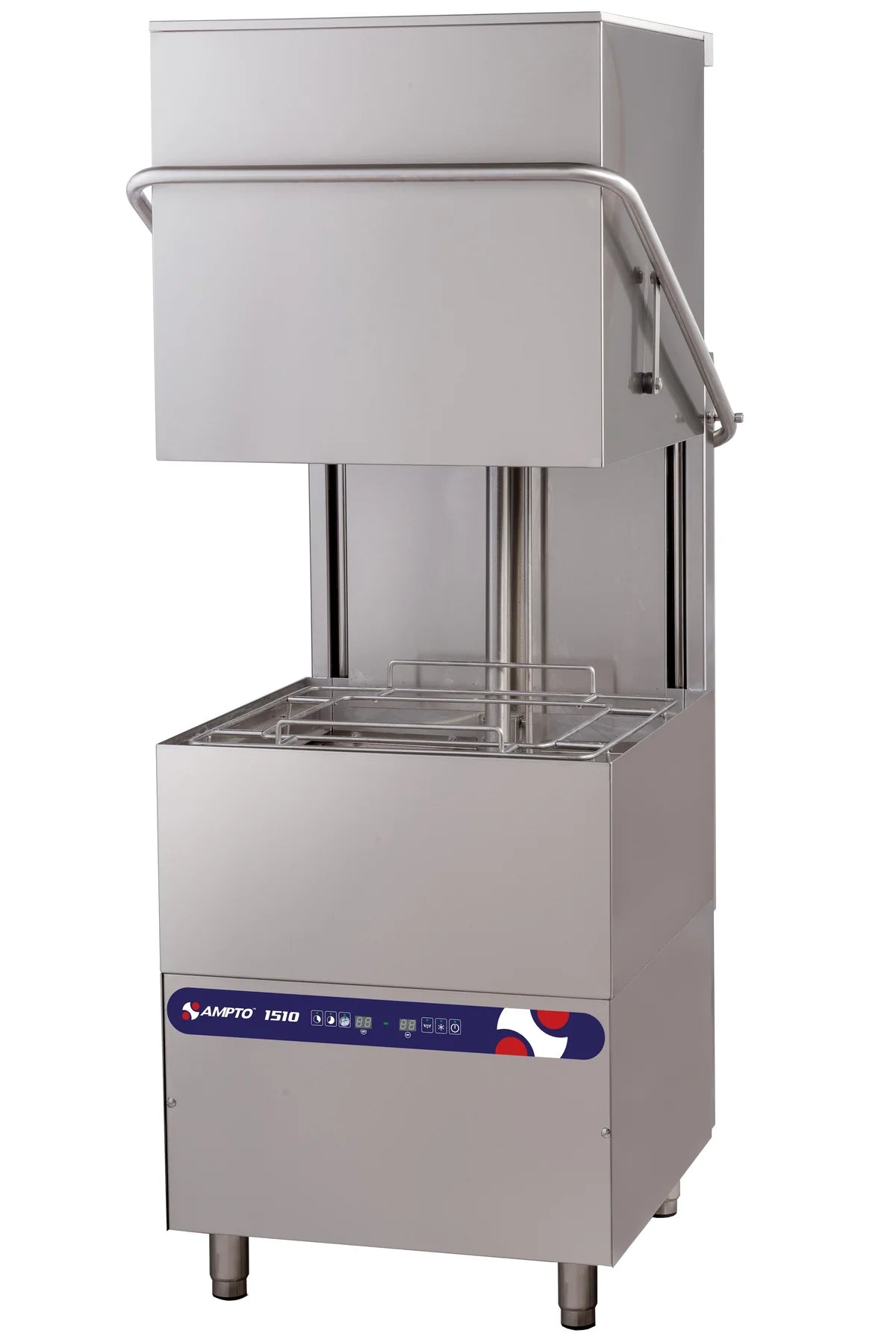AMPTO Commercial Dishwasher - 34 5/8 Inch Wide Hood Type with 8.6kW Booster Heater | High-Temperature Sanitizing | Washes Up to 30 Racks Per Hour | Ideal for Restaurants, Catering Services & High-Volume Kitchens