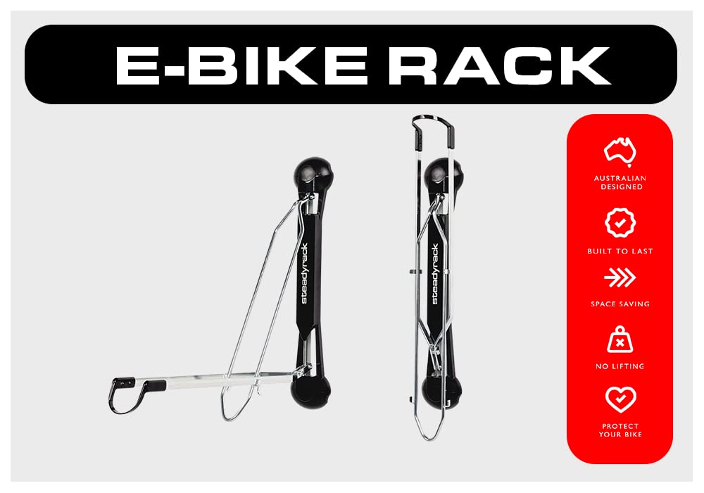 Steadyrack Bike Rack for eBikes - Heavy Duty Wall Mounted Bike Storage Solution for Home, Garage, or Bike Park - Space Saving Vertical Bike Holder for Indoor & Outdoor Use