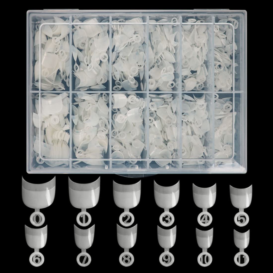 BODYA 600PCS Acrylic French Nail Tips - Short Stiletto Fake Nails for DIY Nail Art, 12 Sizes with Storage Box | Perfect for Salon, Home Manicure & Nail Extension