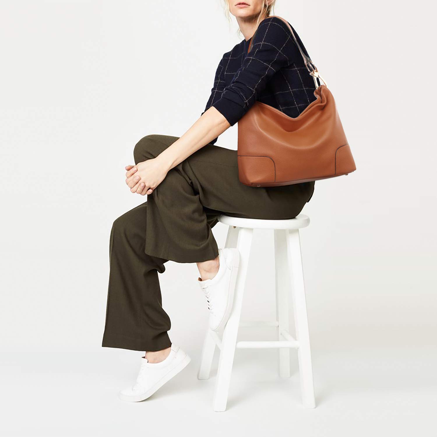 Dasein Women's Soft PU Leather Hobo Purse - Slouchy Shoulder Bag with Top Handle, Casual Tote for Work, Shopping & Travel