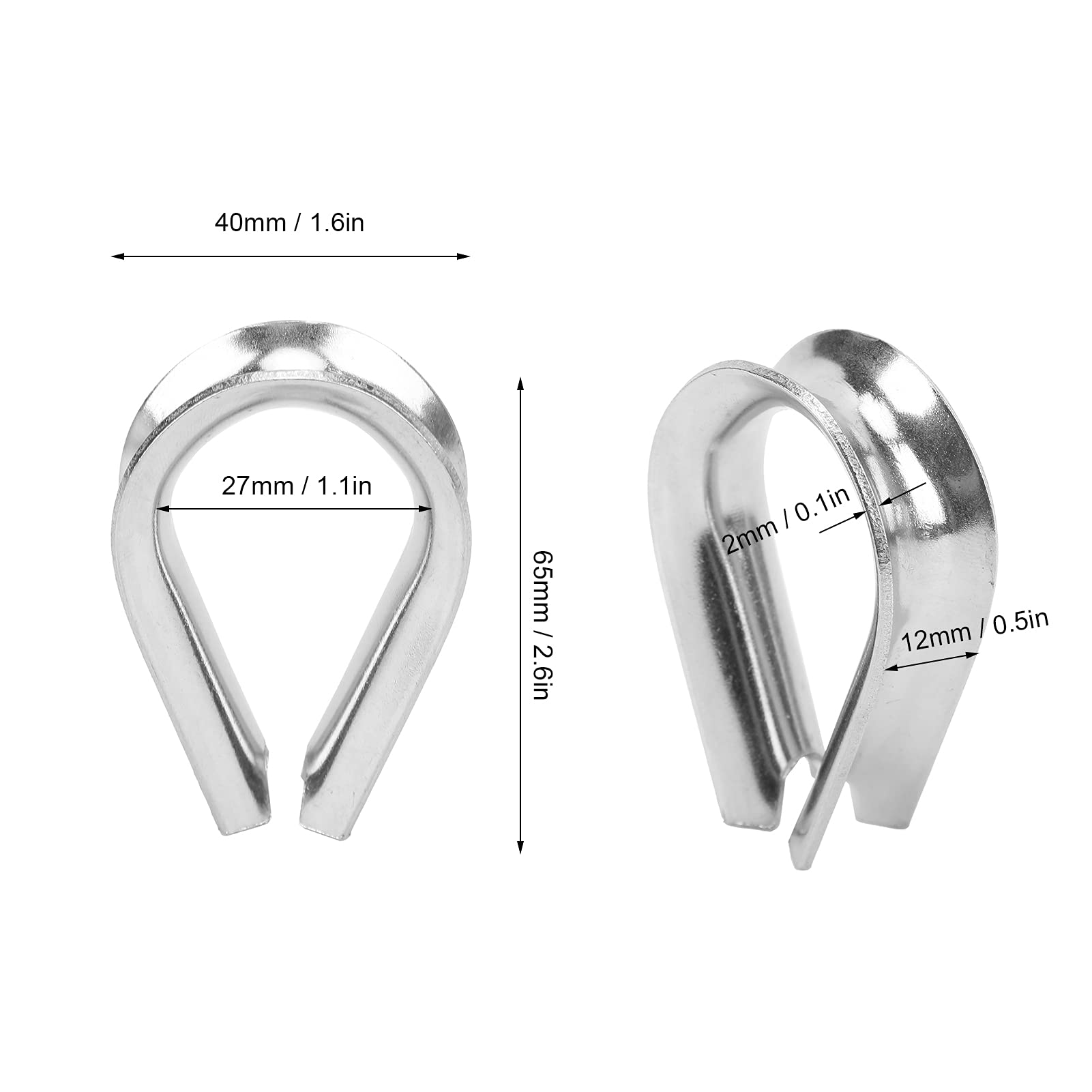 Naroote 1/2 Inch Wire Rope Thimbles - Heavy Duty Stainless Steel Cable Thimbles for Marine, Rigging & Construction - Perfect for Sailboat, Crane & Outdoor Use