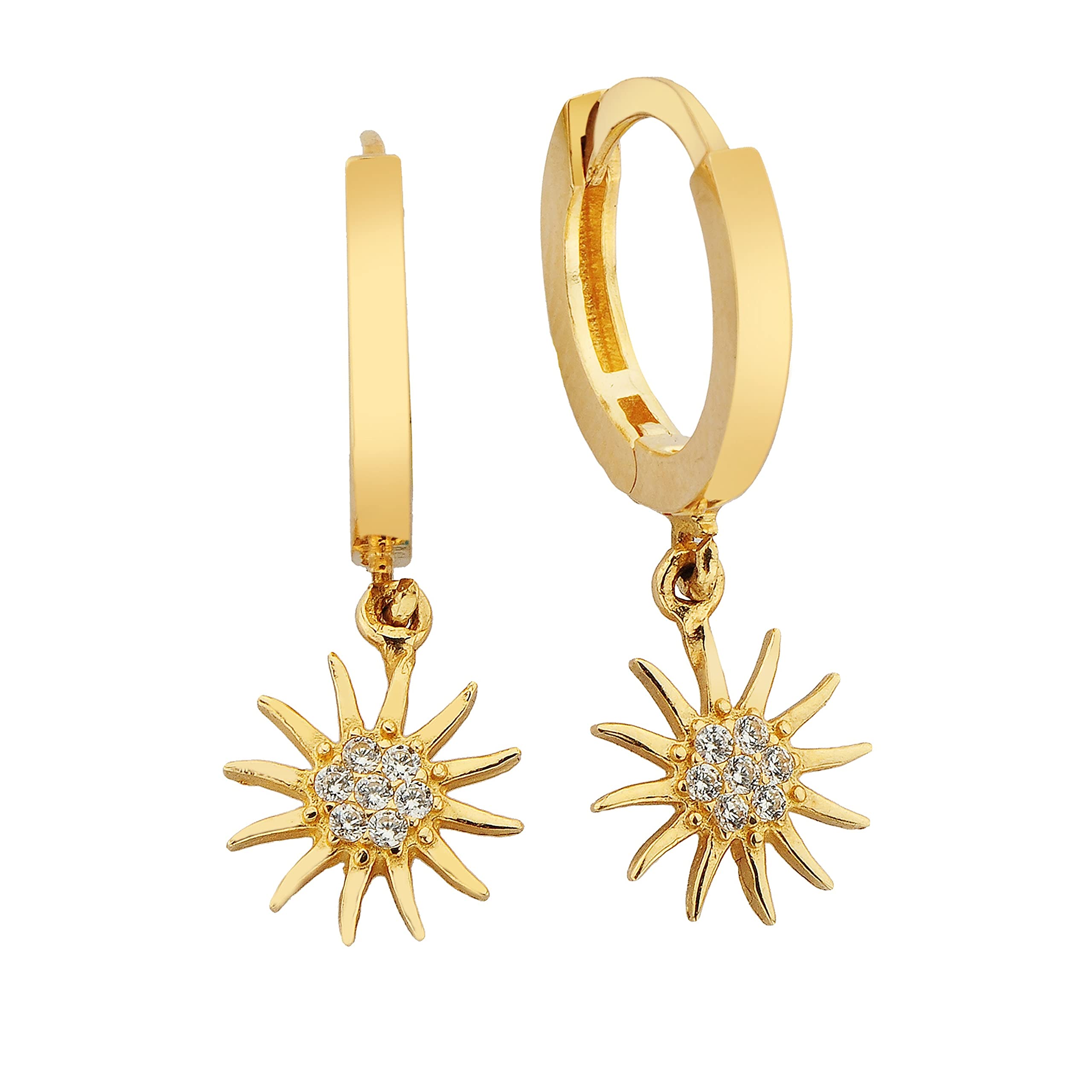 14K Gold Hoop Sun Earrings for Women - Birthday & Christmas Gift for Mom - Summer Jewelry for Outdoors