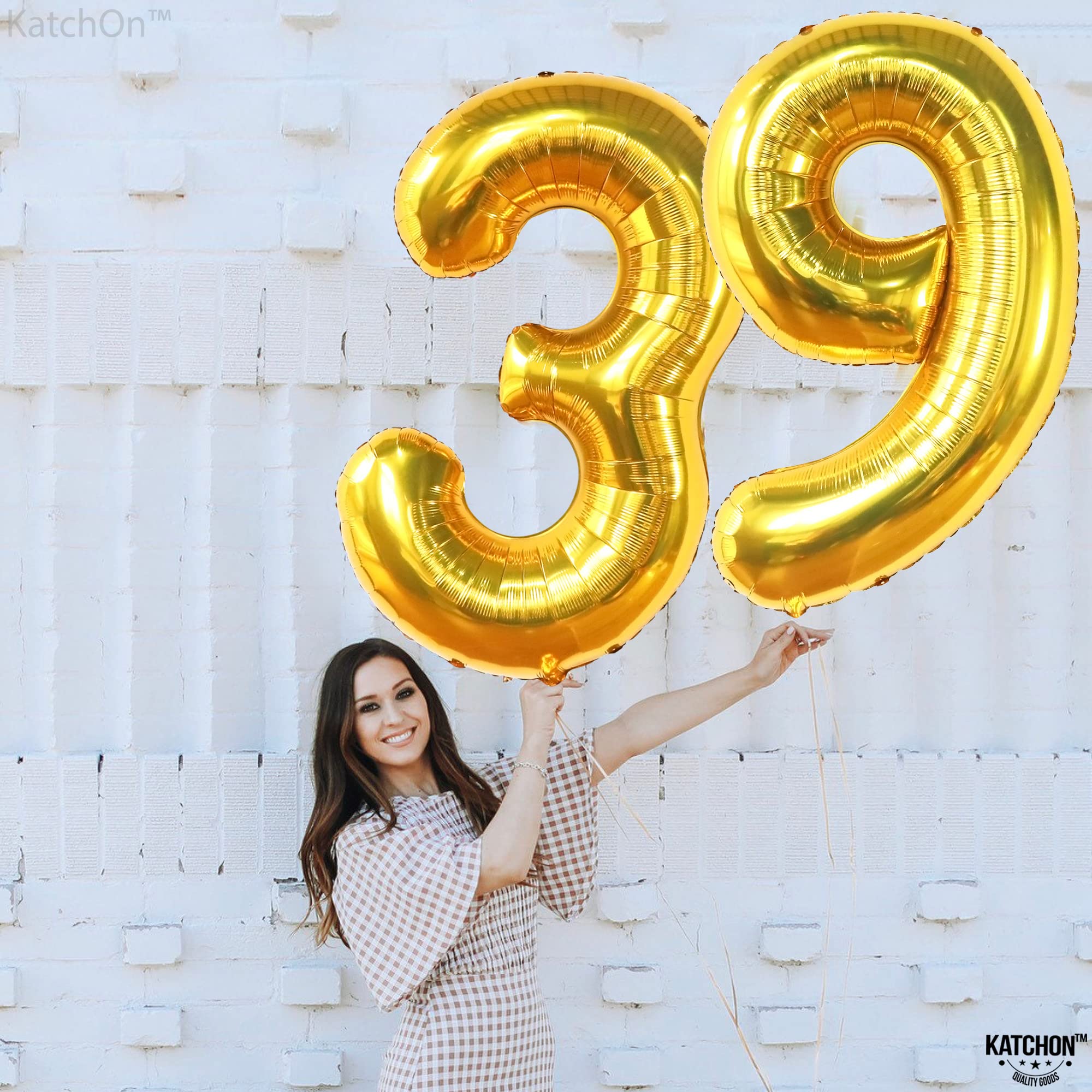 KatchOn 40 Inch Gold Number 39 Balloons - Giant 39th Birthday Decorations for Men & Women | Party Supplies for Anniversary, Milestone Celebration, Photo Backdrop