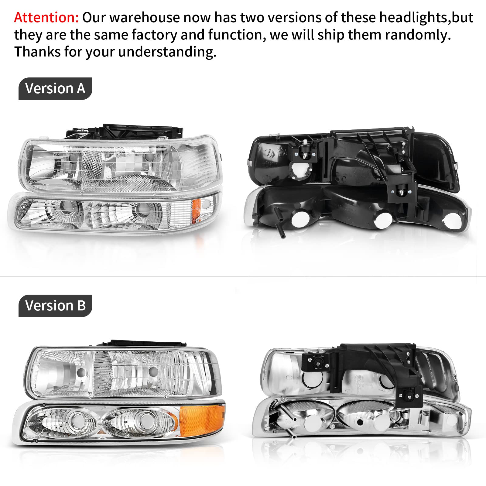 DWVO Headlights and Tail Lights Assembly for 1999-2002 Chevy Silverado 1500/2500 & 2001-2002 Silverado HD Models - Black Housing Headlights with Clear Lens Taillights Combo Kit | Perfect for Off-Roading, Night Driving & Vehicle Restoration Projects
