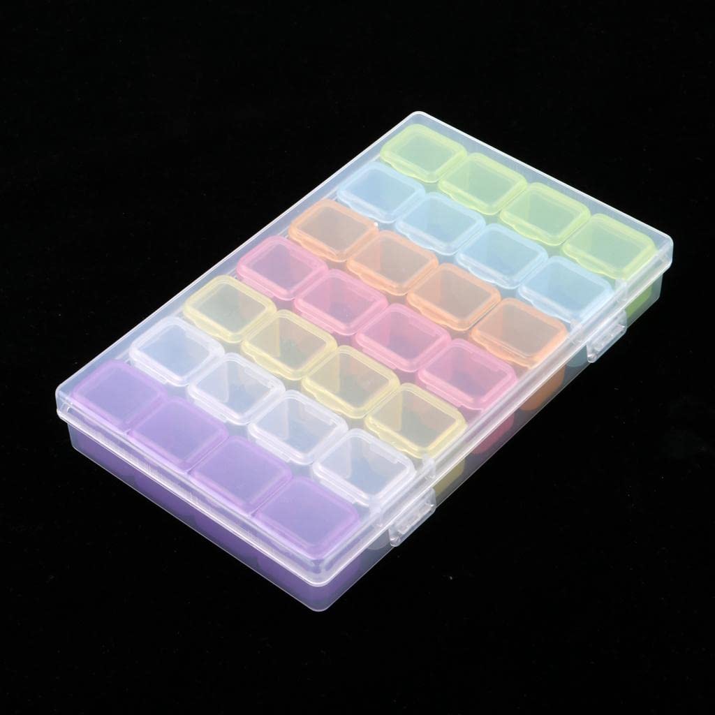 LOSA 28 Slots Nail Art Beads & Glitter Jewelry Organizer Box - Perfect for Nail Salon, DIY Crafts, and Jewelry Storage Display