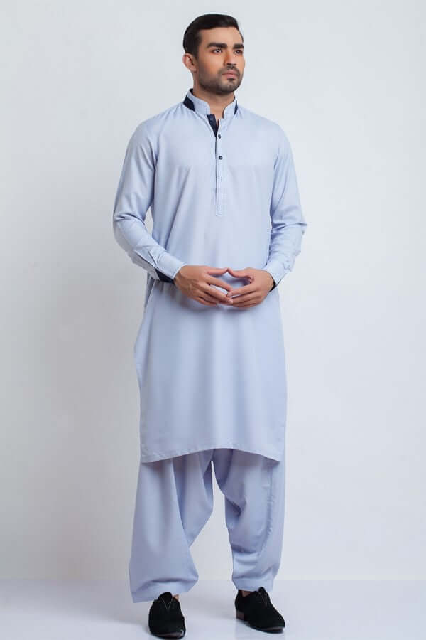 Premium Ice Blue Soft Cotton Classic Shalwar Kameez - Traditional Pakistani Outfit for Women | Perfect for Weddings, Festivals & Special Occasions