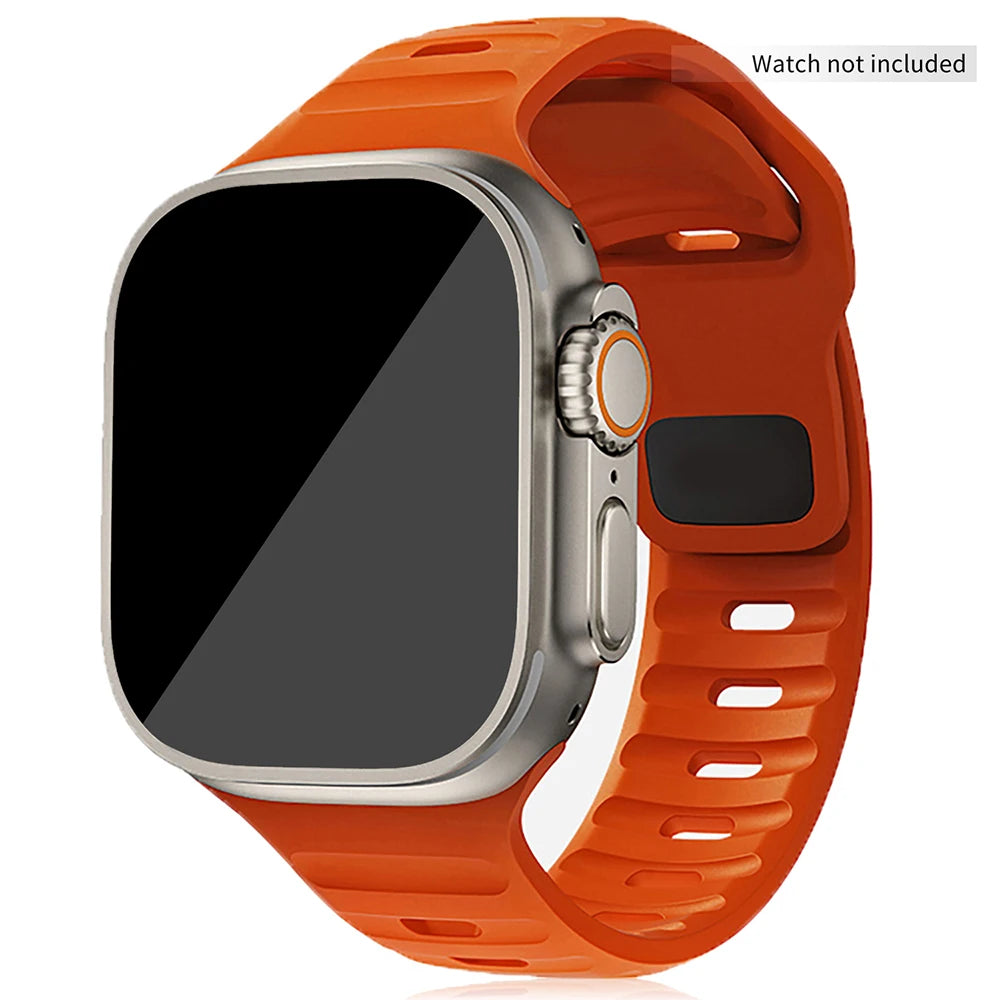 Premium Silicone Sports Band for Apple Watch - Durable & Comfortable Orange Strap - Perfect for Running, Gym & Outdoor Activities