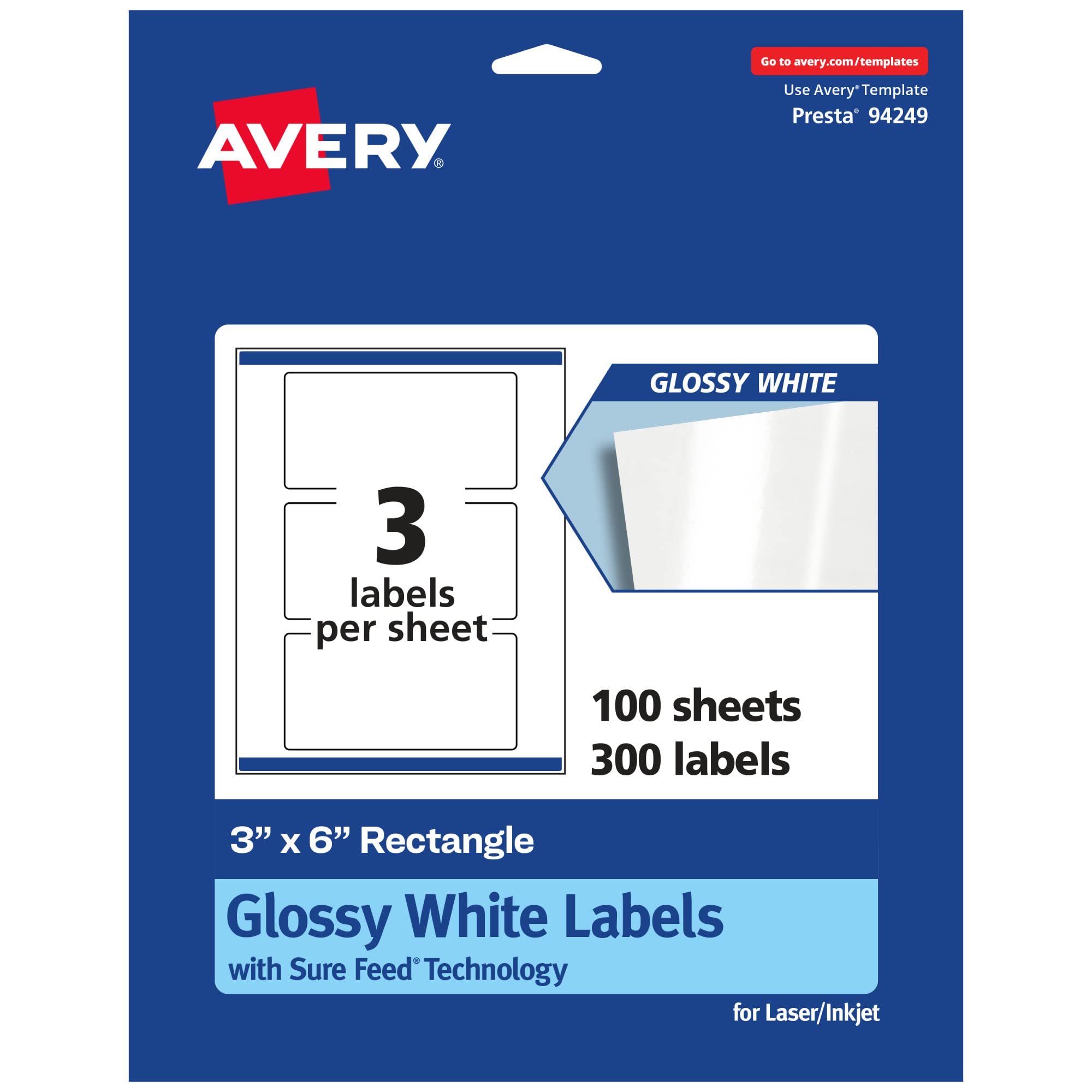 Avery Glossy White Rectangle Labels 3