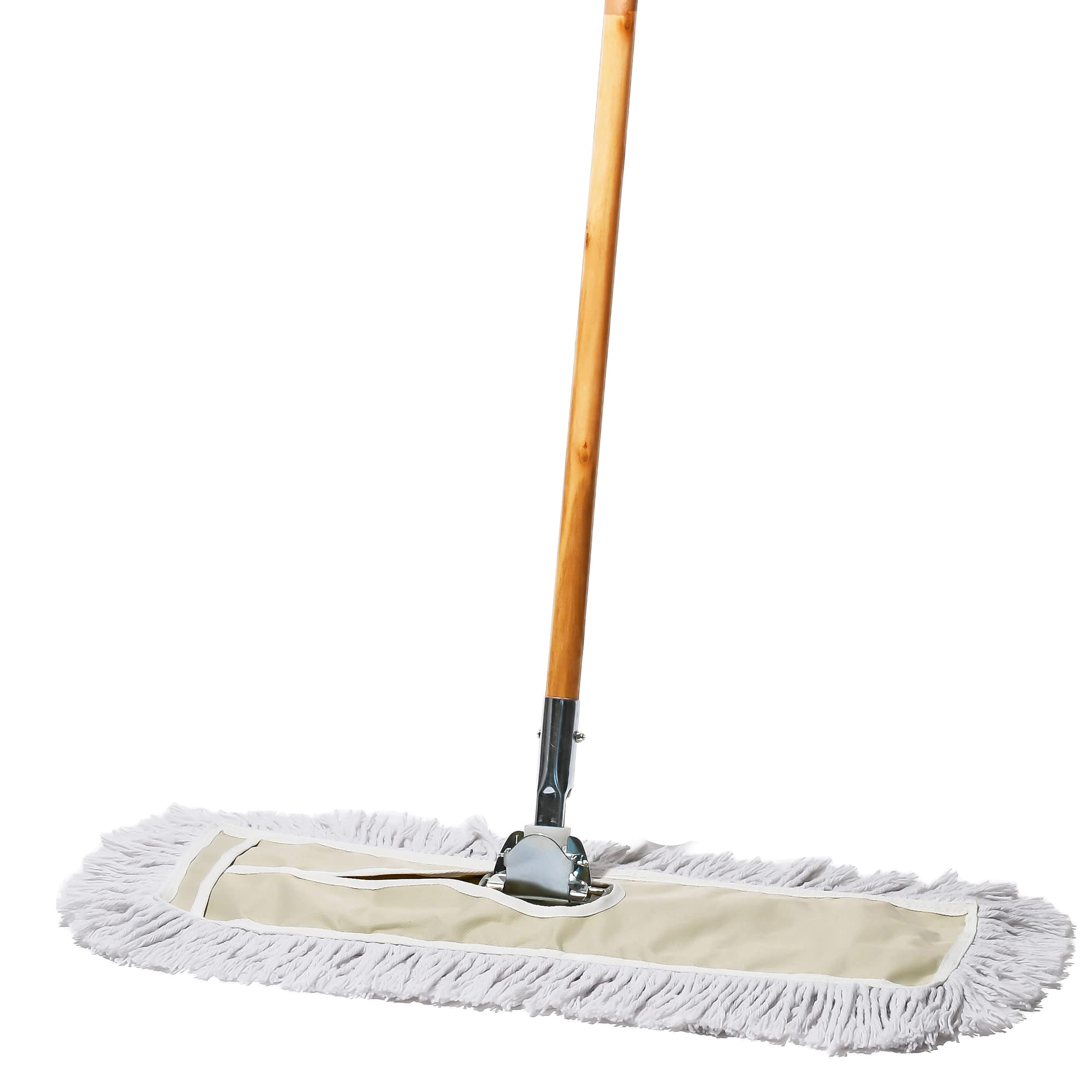 24 Inch Dust Mop with Wood Handle & 6 Refills Bundle - Heavy Duty Floor Cleaning for Hardwood, Tile & Laminate - Perfect for Homes, Offices & Commercial Spaces