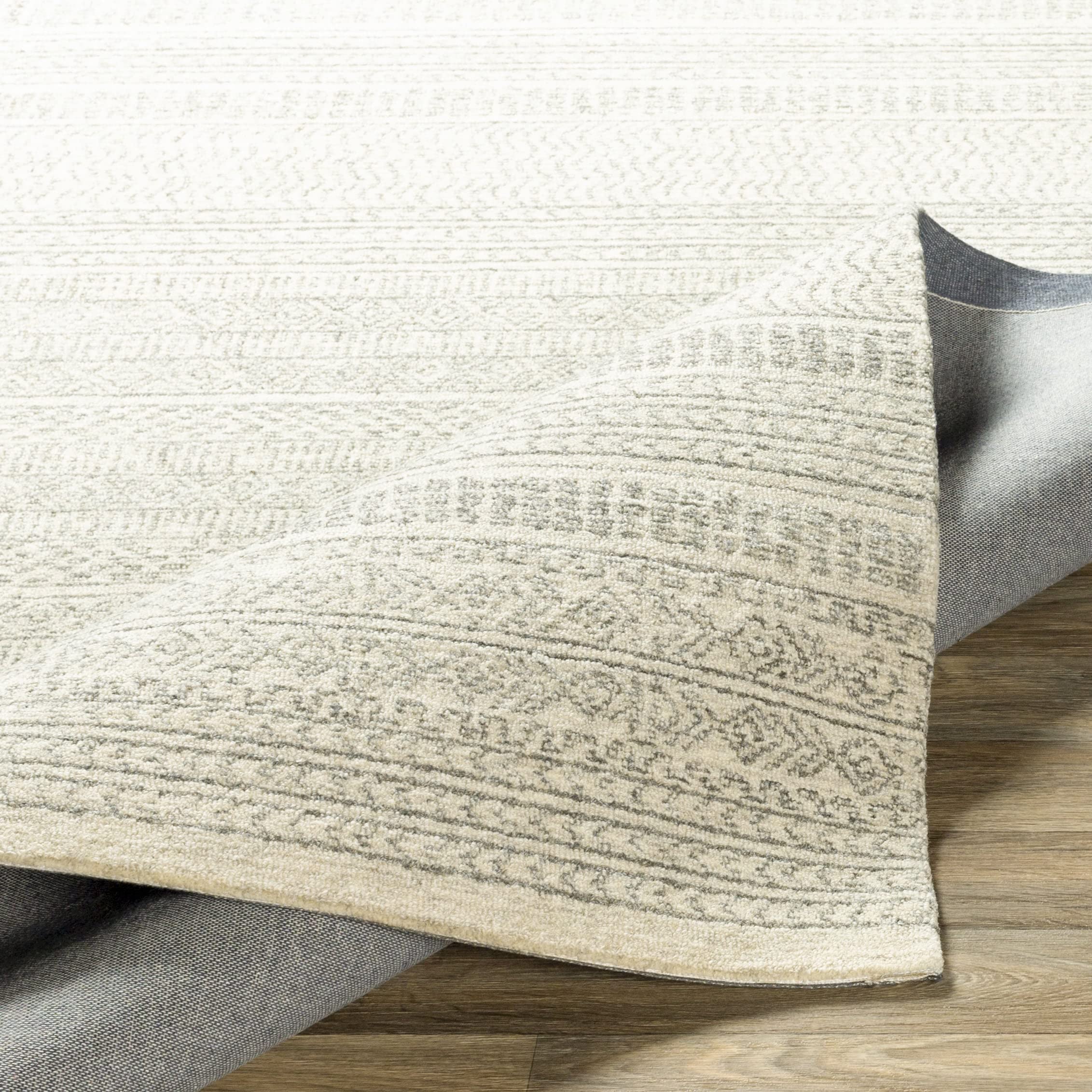 Premium 6x9 Wool Area Rug in Medium Gray & Beige Brown - Soft & Durable Mark&Day Melun Global Rug for Living Room, Bedroom, Kitchen - Perfect for Cozy Home Decor & High-Traffic Areas (6' x 9')