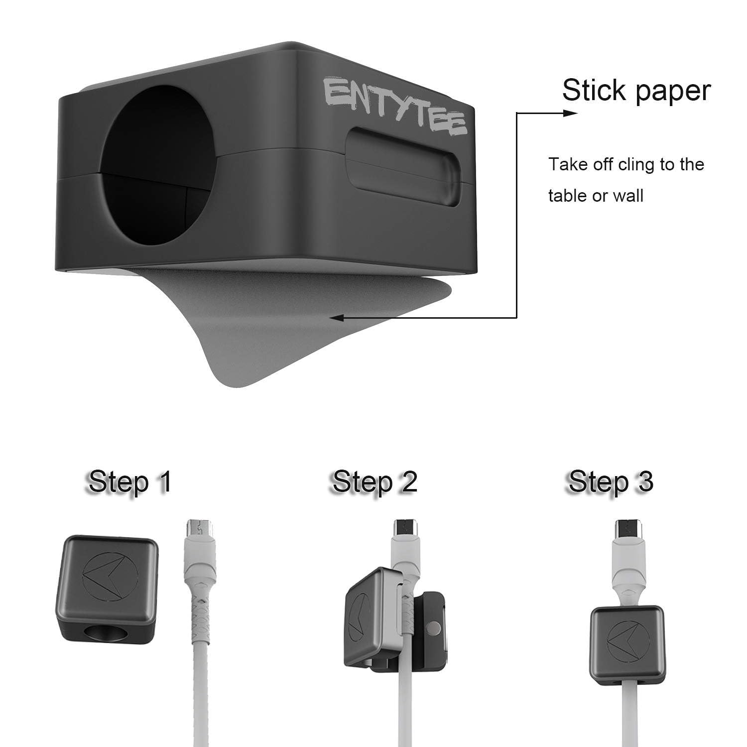 ENTYTEE Magnetic Cable Clips (7-Pack) - Adjustable Cord Holder for Desk, Wall & Car - Under Desk Cable Management Organizer for Home Office, Phone, Nightstand & Desktop - Perfect for Workspace & Vehicle Organization
