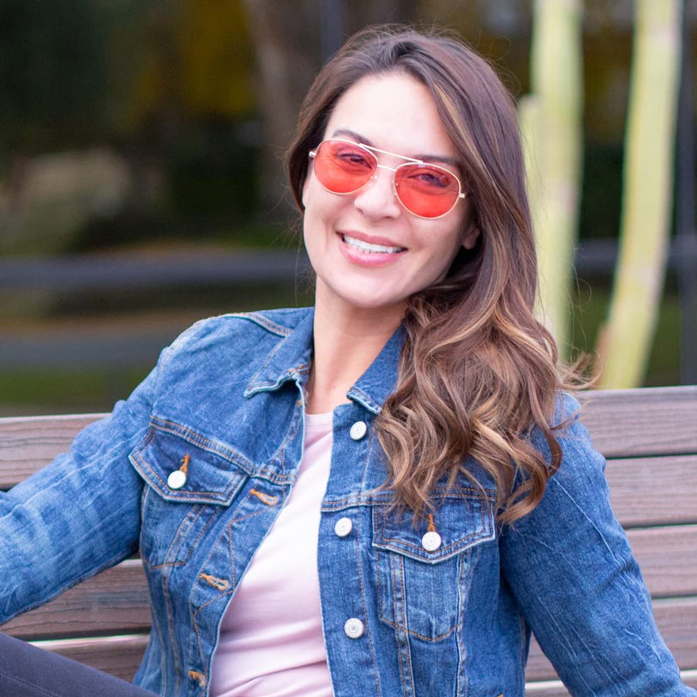 TheraSpecs Pilot Glasses for Light Sensitivity Relief - FL-41 Tinted Lenses for Migraine & Photophobia - Premium Blue Light Blocking Glasses Bundle (Indoor & Outdoor Use)