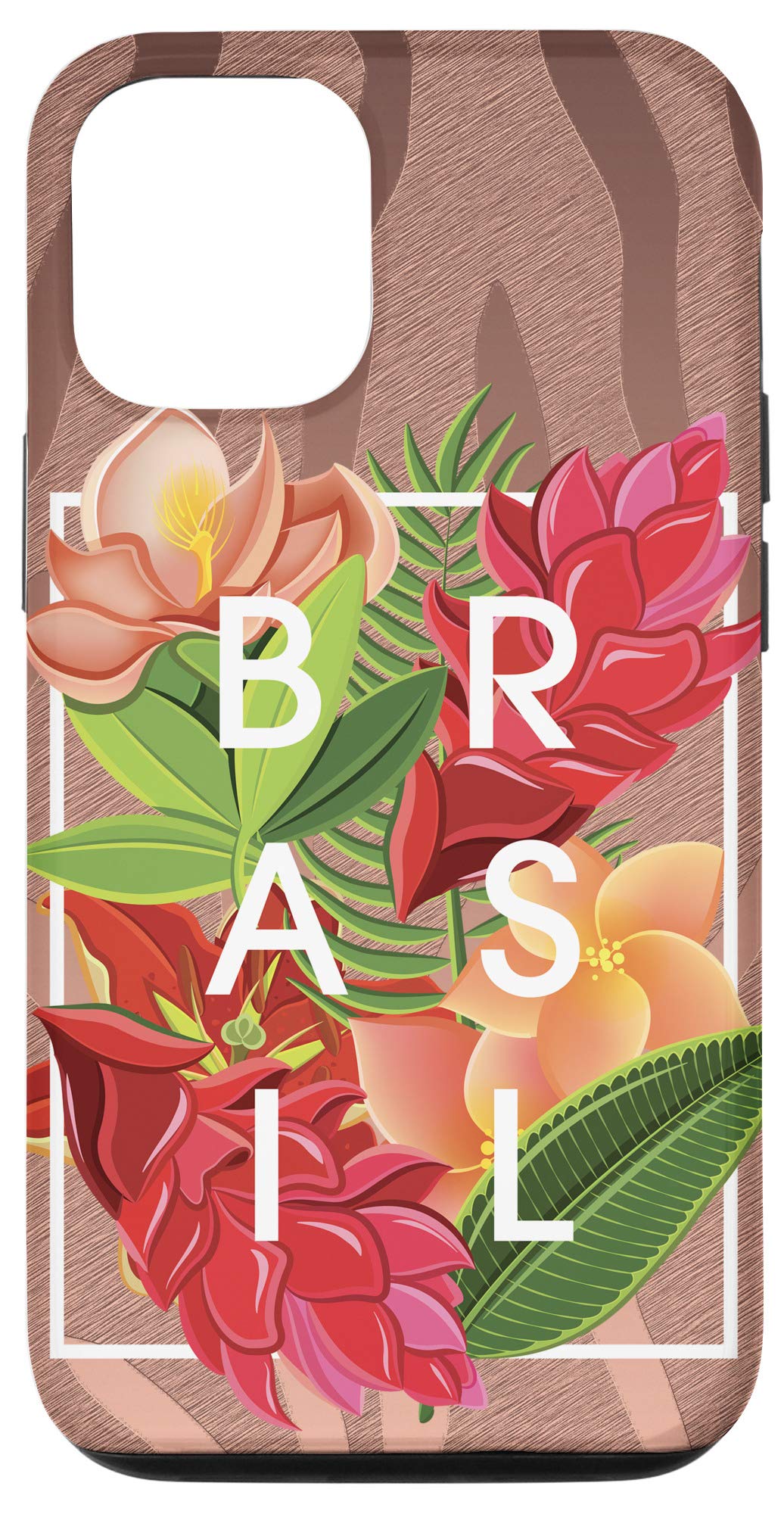 iPhone 12/12 Pro Floral Brazil Word Art Phone Case - Durable Brazilian Pride Design for Protection | Perfect for Travel, Everyday Use & Showing Cultural Pride