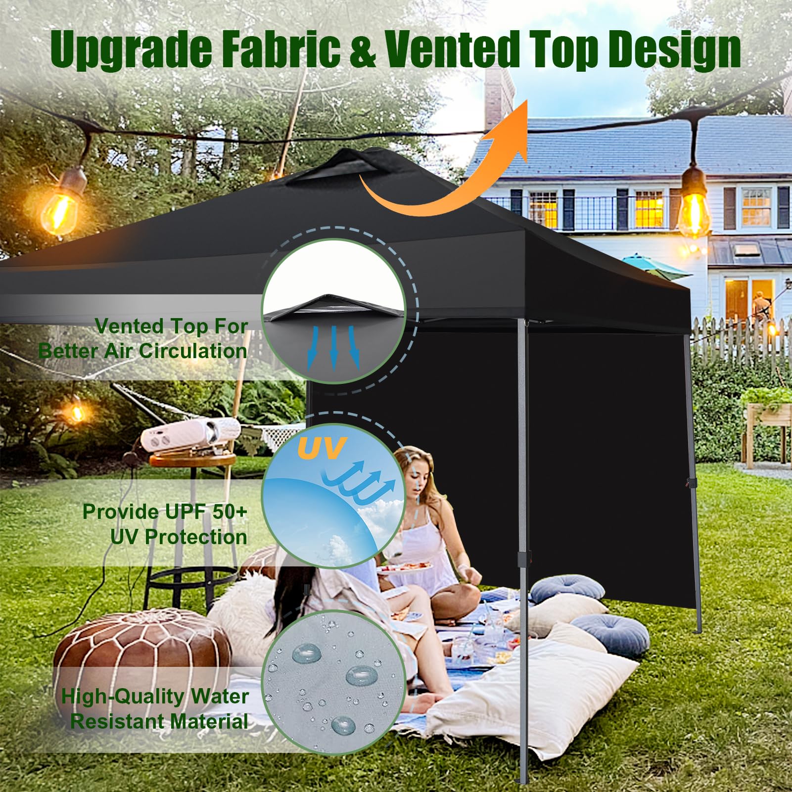 Eurmax USA 10x10ft Pop Up Canopy Tent - One-Person Setup Portable Shelter with Removable Sidewall & 4 Sand Bags - Instant Sunshade for Outdoor Events, Beach, Camping, Backyard Parties (White)