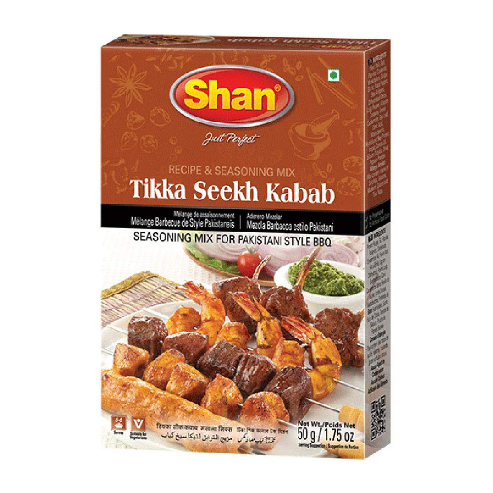Shan Tikka Seekh Kabab Seasoning Mix (50g) - Authentic Pakistani BBQ Spice Blend for Grilling, Kebabs & Meat Marinades - Perfect for Outdoor Cookouts, Family Gatherings & Restaurant Use