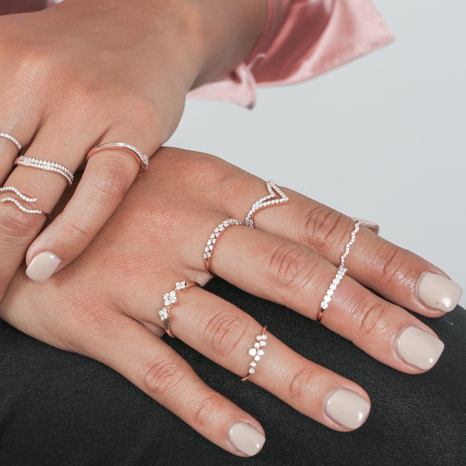14K Rose Gold Double Row Diamond Eternity Band Ring for Women - Perfect for Anniversaries, Weddings & Special Occasions