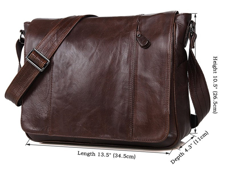 Genuine Leather Messenger Bag for Men - Lawrence Premium Handcrafted Business Briefcase - Perfect for Work, Travel & Daily Commute