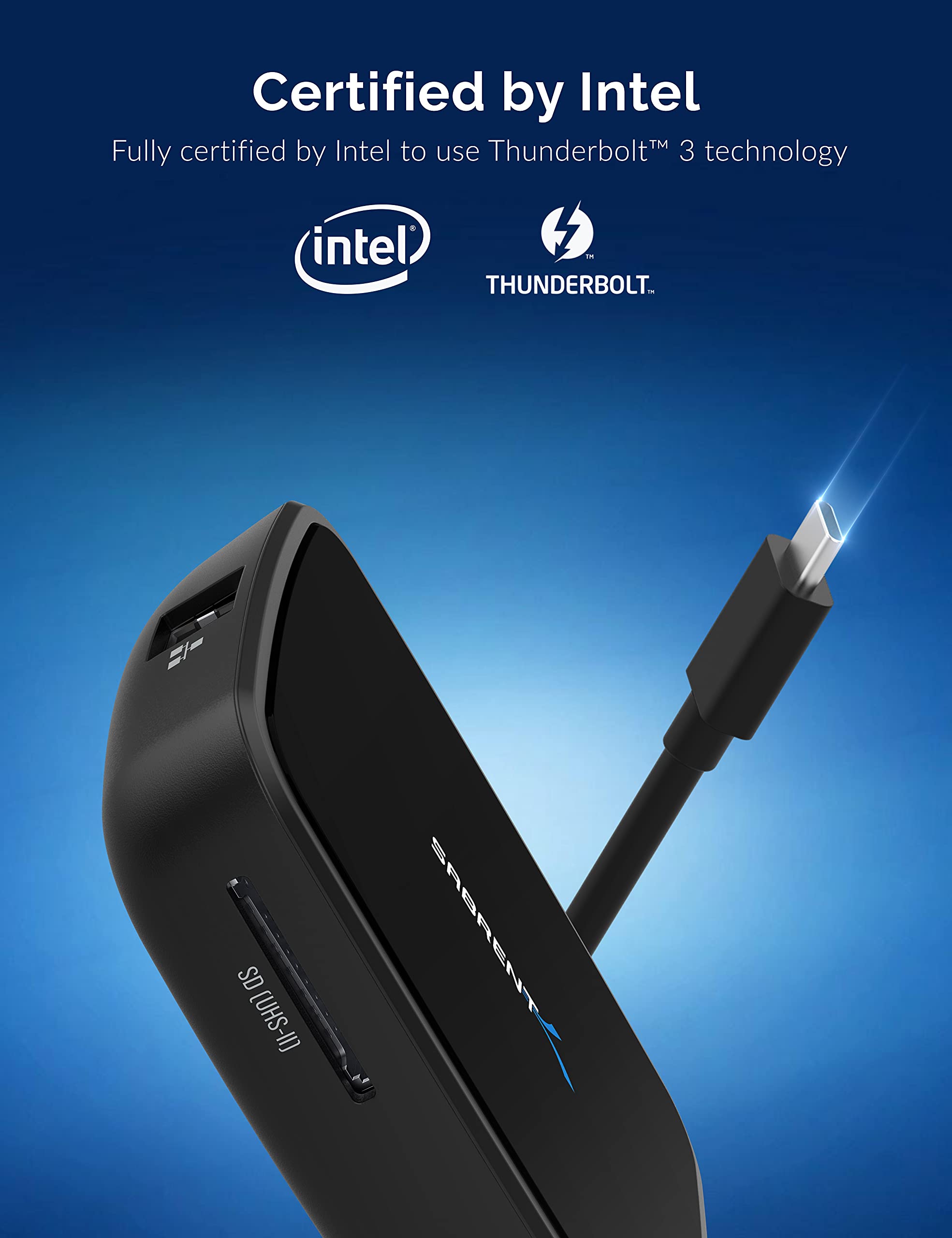 SABRENT Thunderbolt 3 Certified Travel Dock - Dual 4K/8K HDMI & DisplayPort Docking Station with SD Card Reader, Ethernet & USB 3.0 | Compact Portable Design for MacBook Pro/Air & Windows Laptops | Perfect for Business Travel, Home Office & Multi-Monitor Workstations
