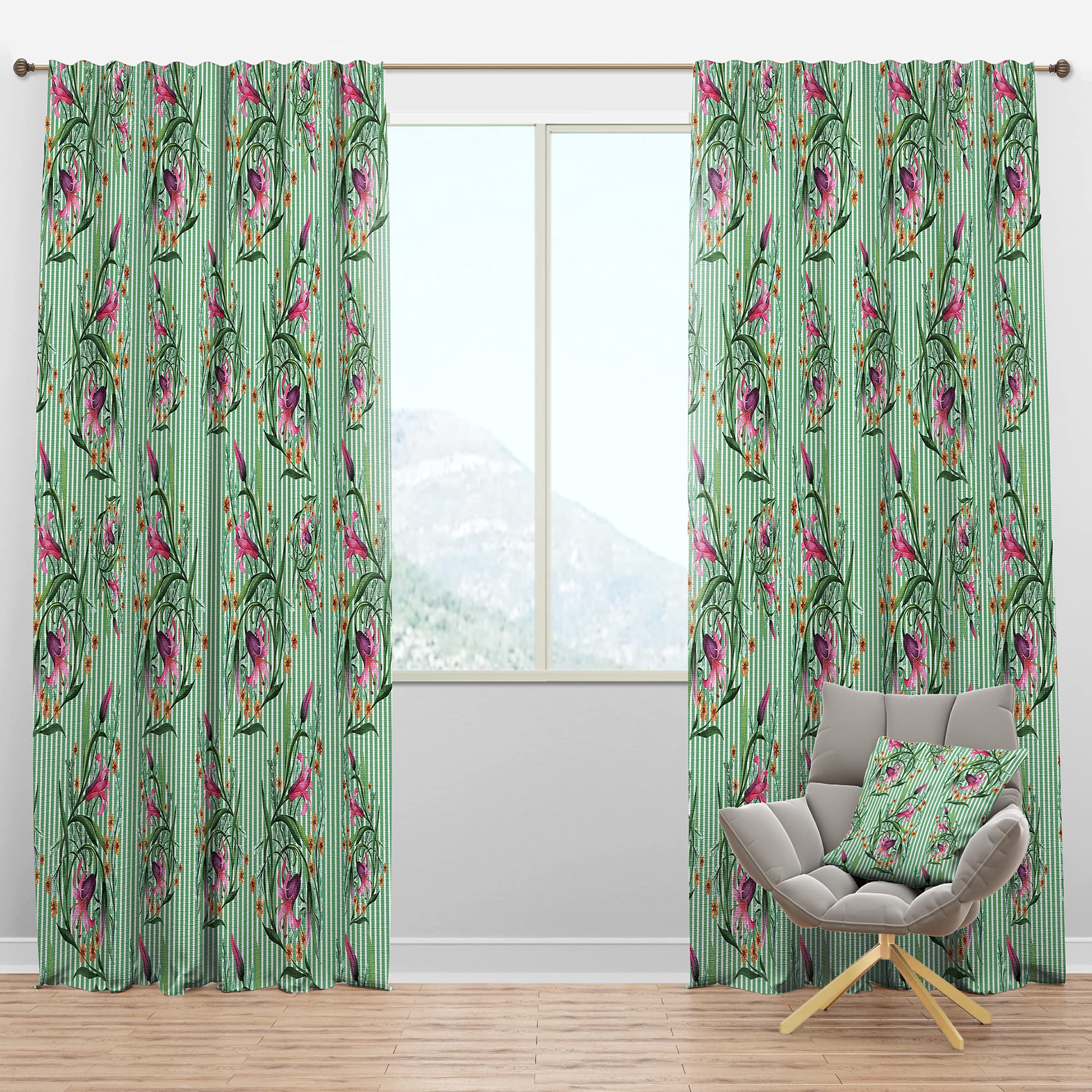 DesignQ Blackout Curtains 'Floral Botanical Retro IX' - Thermal Insulated Single Panel Window Drapes (52x90 inches) for Bedroom & Living Room - Perfect for Light Blocking, Privacy & Energy Savings