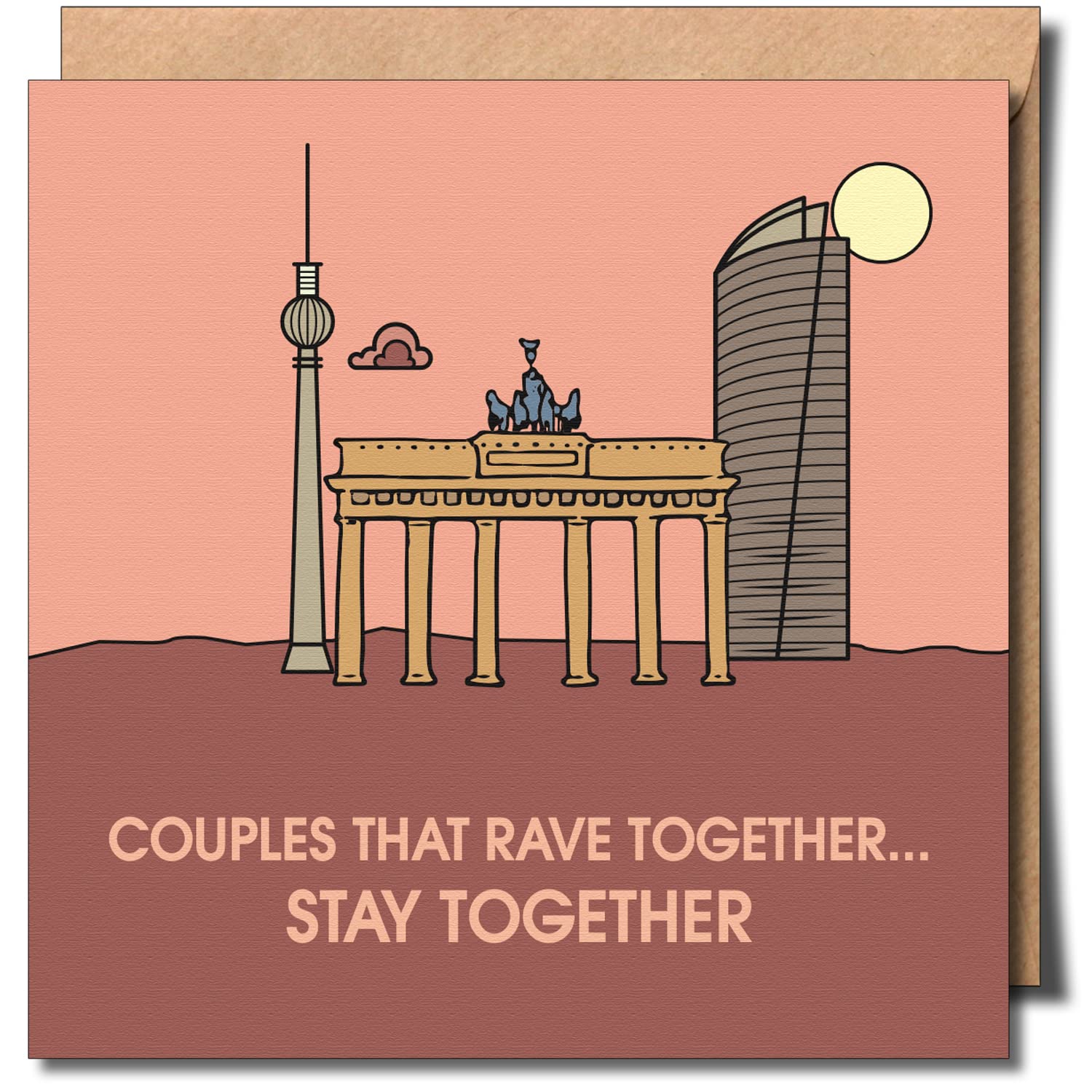 Berlin Rave Couples That Rave Greeting Card - LGBT Anniversary & Birthday Card - LGBTQIA+ Same Sex & Queer Card - 150mm x 150mm Premium 300gsm - Perfect for Pride Celebrations, Weddings & Special Occasions
