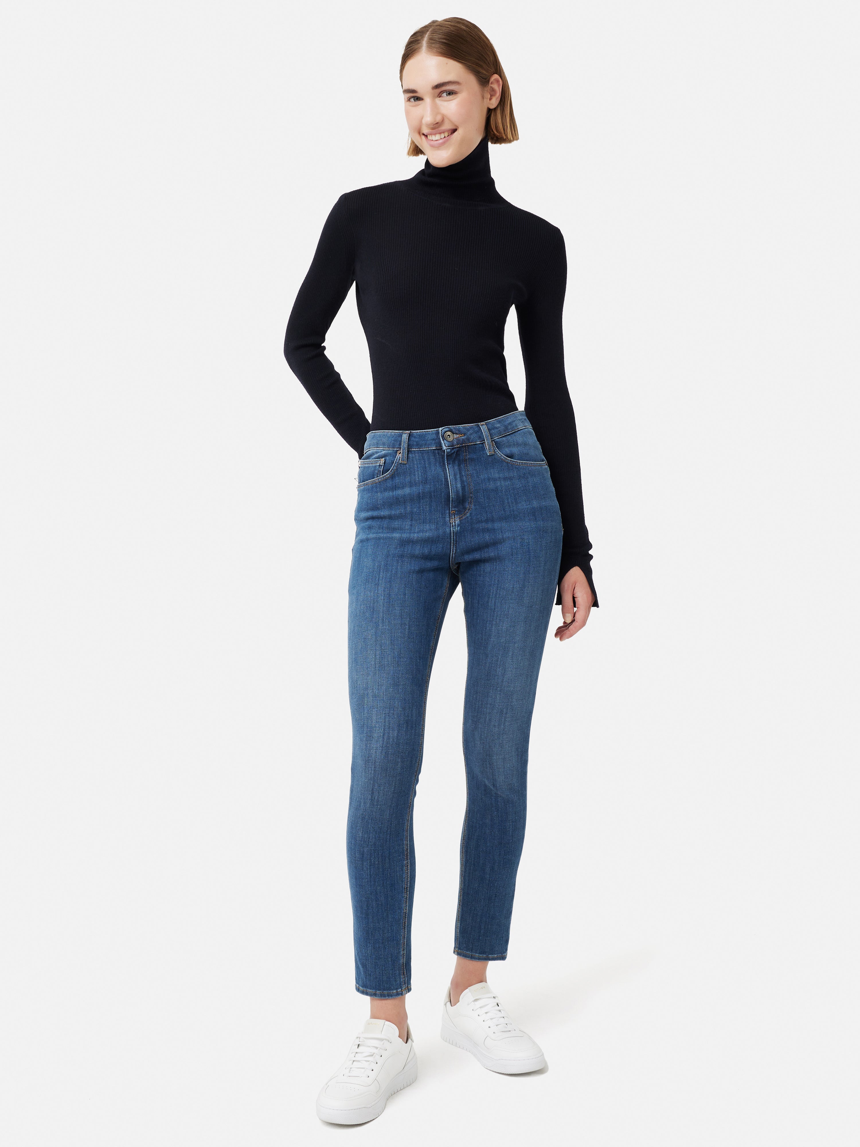 Vintage Richmond Skinny Jeans for Women - Mid Blue High Waist Denim Pants | Perfect for Casual Outfits, Date Nights & Everyday Wear