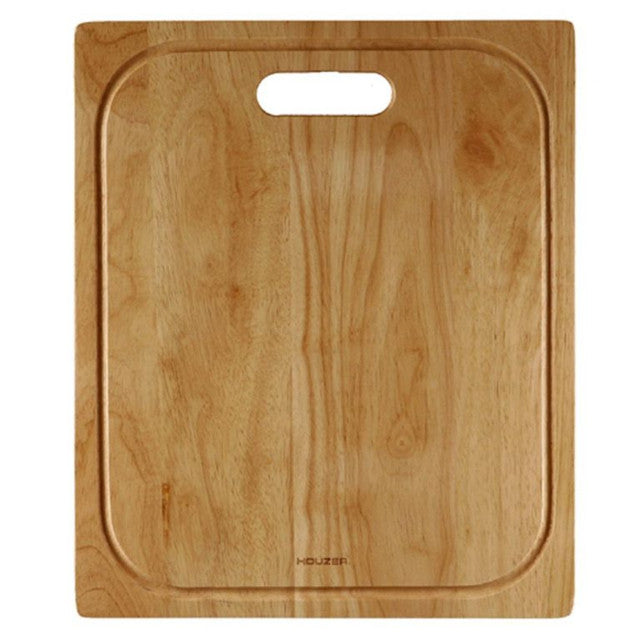 Houzer CB 5300 Premium Rubberwood Cutting Board - Durable Wooden Chopping Block for Kitchen, Meat, Vegetables & Fruits - Perfect for Home Chefs & Food Prep