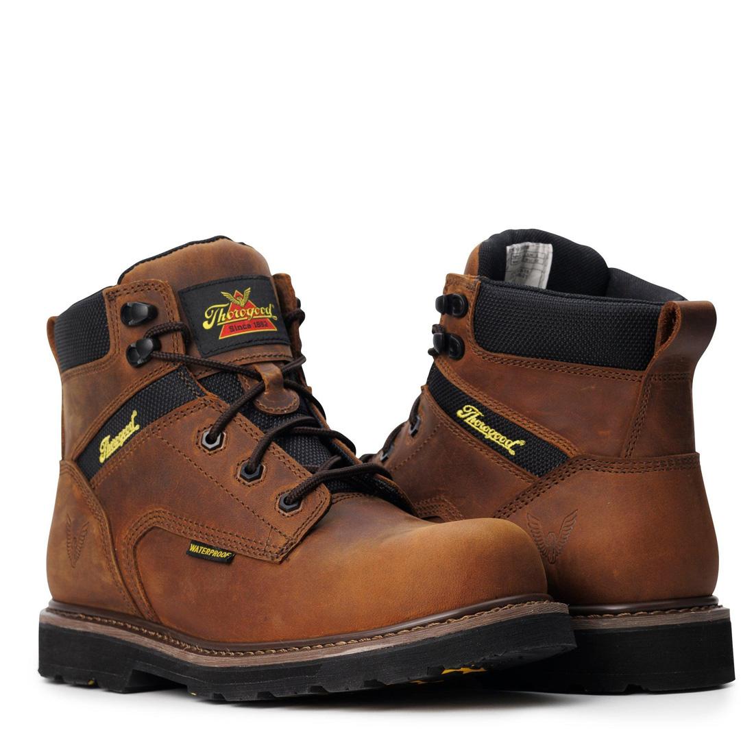 Jobsite Series 6 Composite Toe Waterproof Work Boots - Crazy Horse Leather for Construction & Outdoor Safety