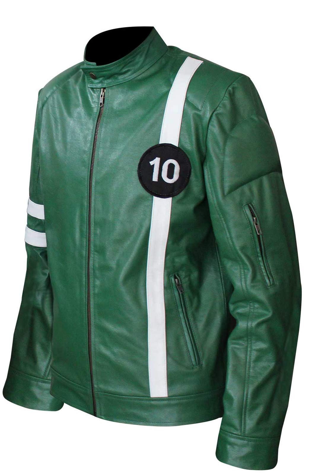 Men's Faux Leather Motorcycle Jacket - Green B10 Superhero Style Biker Jacket for Outerwear | Perfect for Riding, Cosplay & Casual Fashion