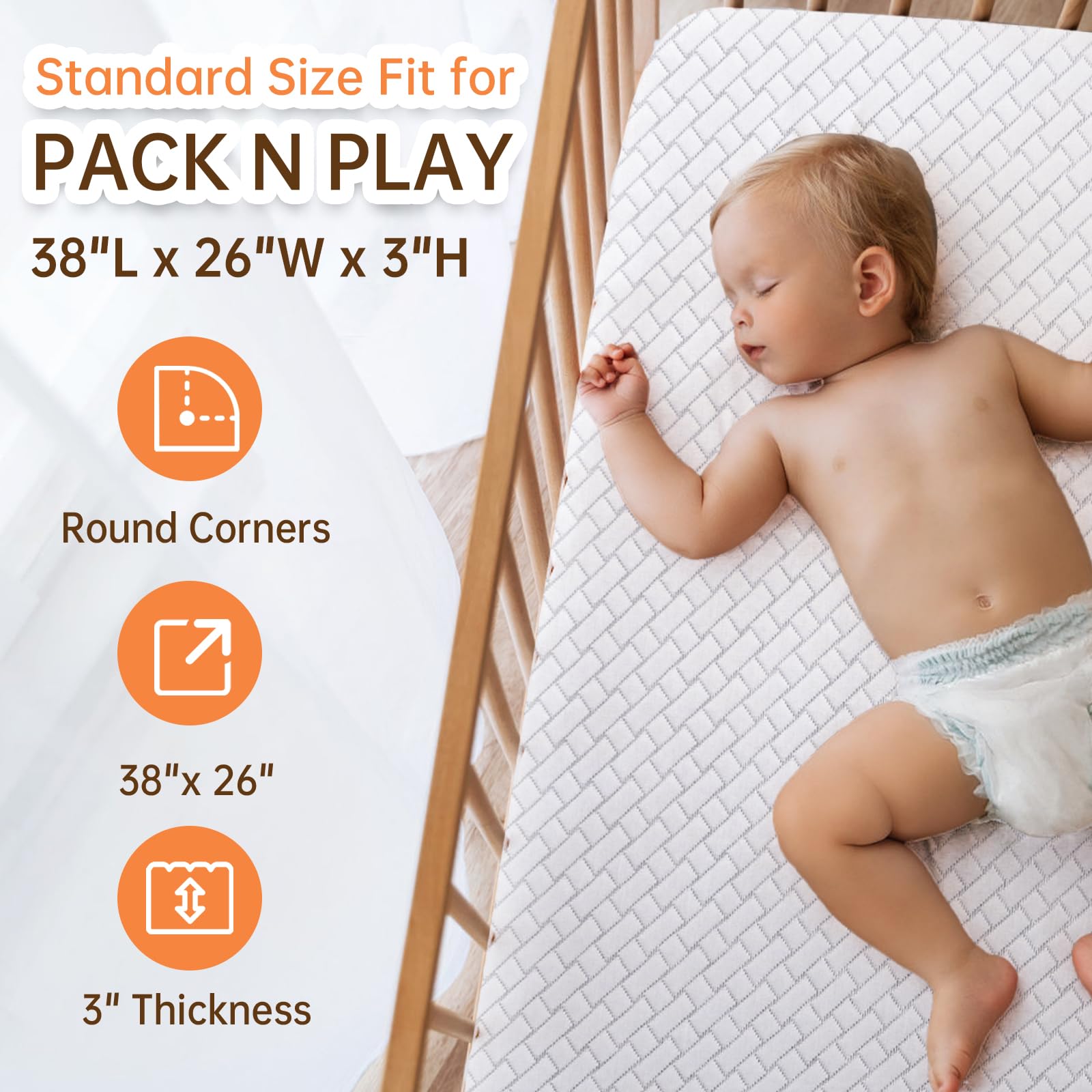 Breathable Memory Foam Pack N Play Mattress for Toddlers - 38