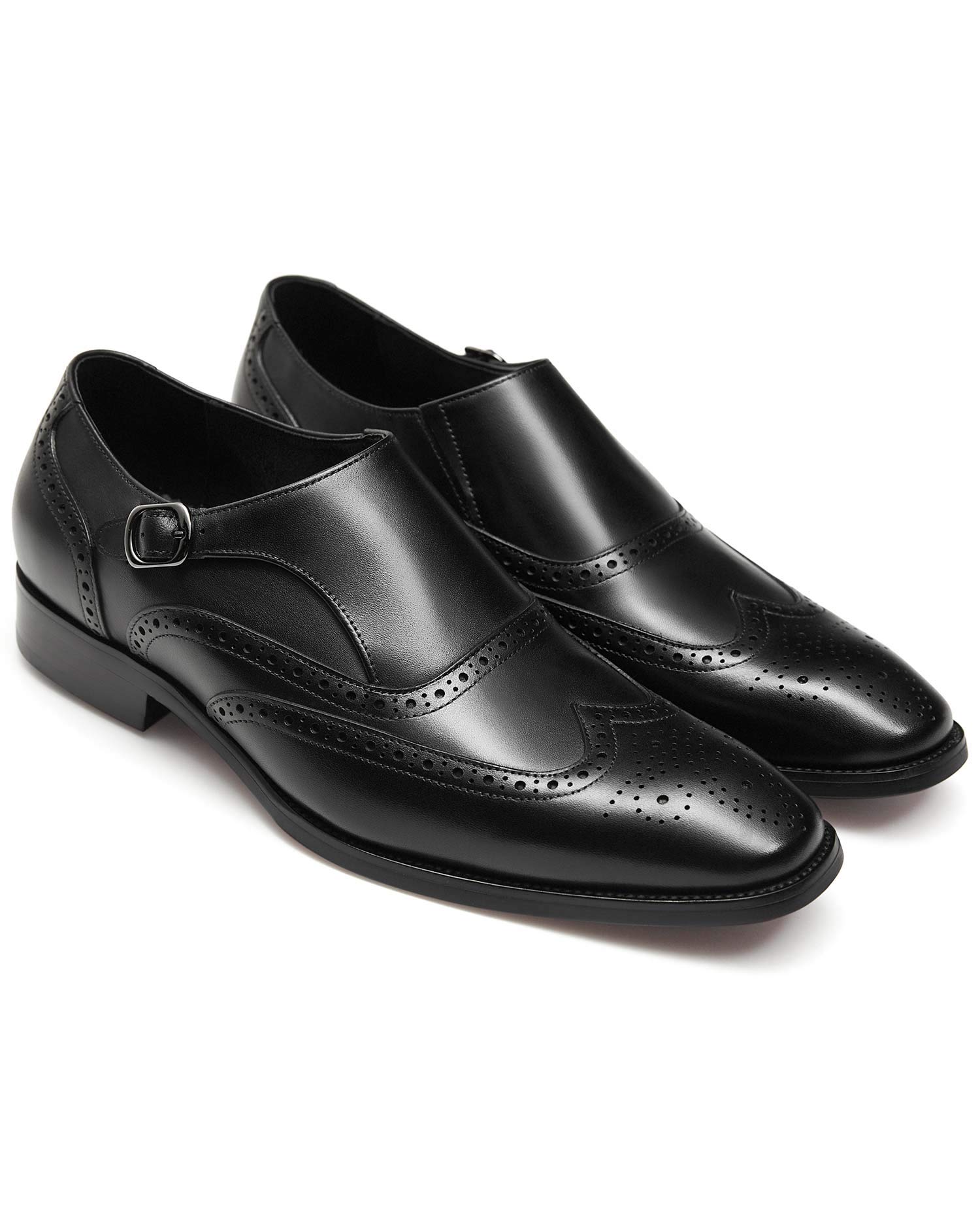 FRASOICUS Genuine Leather Men's Dress Shoes - Monk Strap Wingtip Formal Slip-On Loafers for Business, Wedding & Office Wear