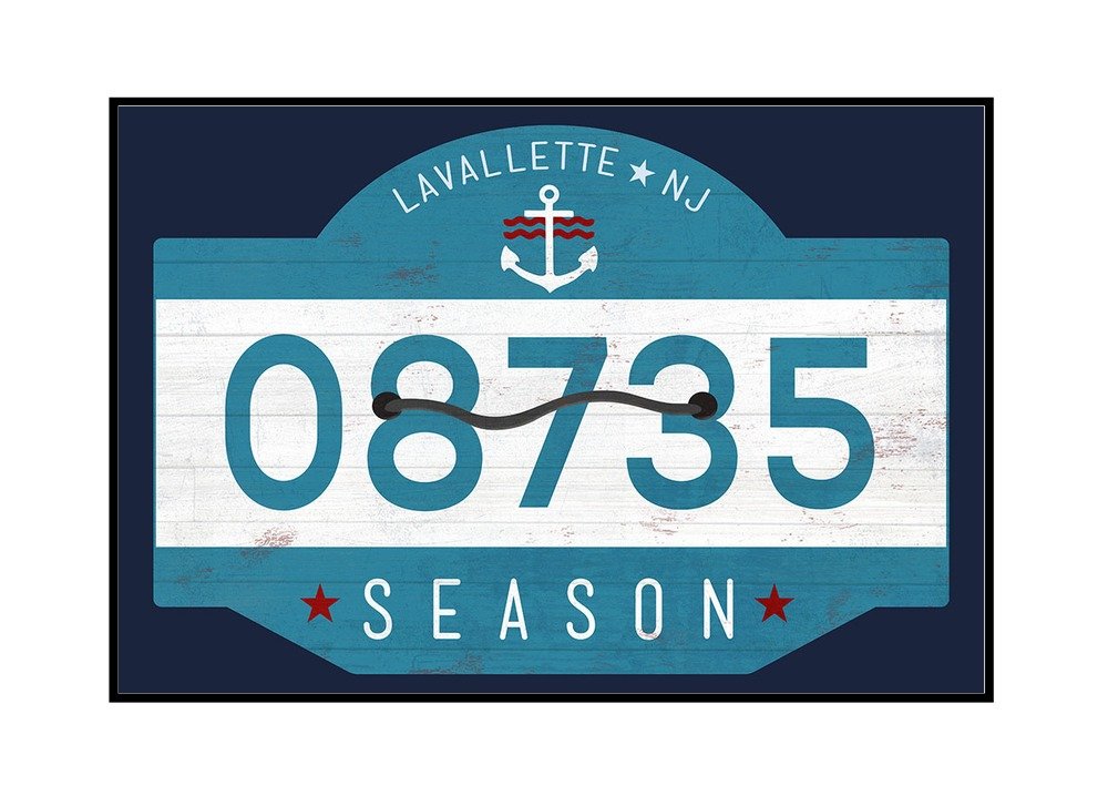 Lavallette New Jersey Beach Tag - 24x16 Stretched Canvas Wall Art in Wooden Frame - Coastal Decor for Living Room, Bedroom & Beach House