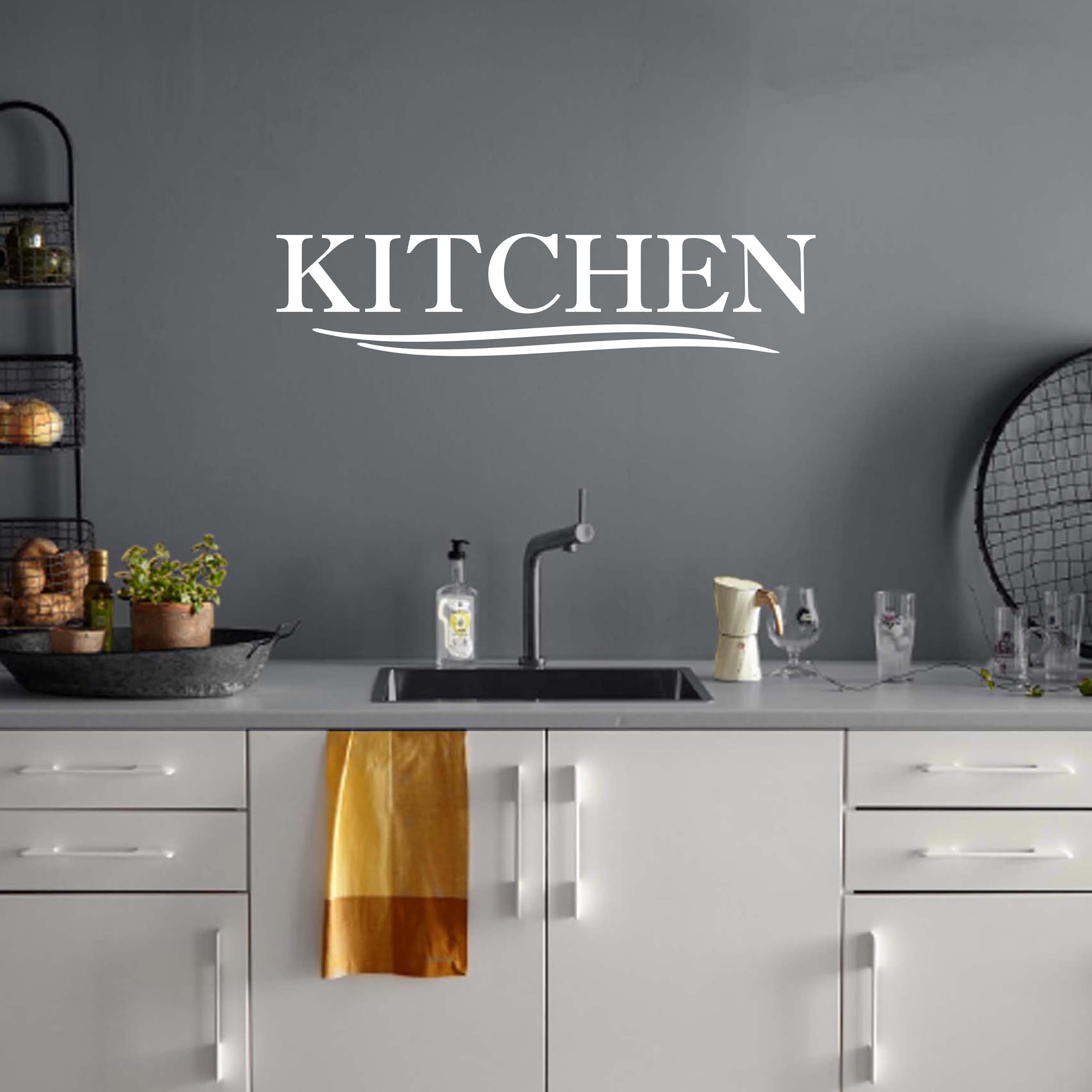 Kitchen Wall Decal Stickers - Peel & Stick Wall Decor for Modern Kitchens - White Vinyl Decals | Perfect for Home, Apartment & Office Kitchen Decor